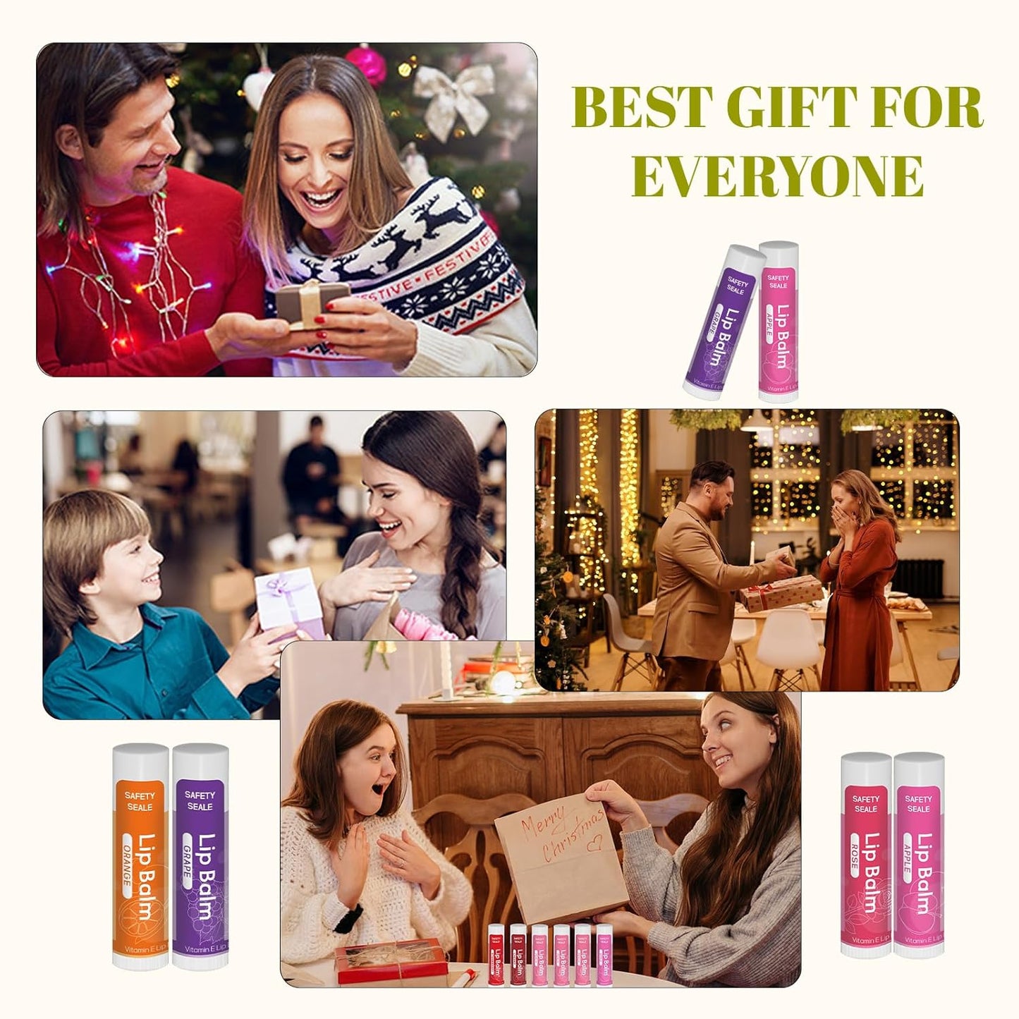 Yopela 36 Pack Natural Lip Balm Bulk with Vitamin E and Coconut Oil - Moisturizing, Soothing, and Repairing Dry and Chapped Lips Valentine's Gift- 12 Flavors - Non-GMO