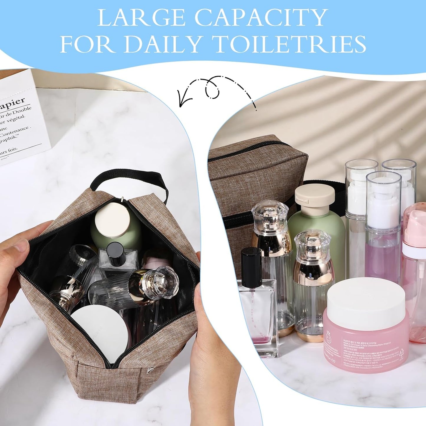 8 PCS Travel Toiletry Bag for Women and Men, Travel Pouch, Large Shaving Bag, Portable Grooming Bags, Foldable Storage Bags with Handle for Cosmetics Toiletries Tools, 4 Colors