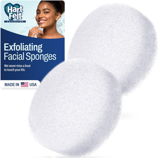 HartFelt Round Face Scrubber for Women | Reusable Facial Sponges for Daily Cleansing | Facial Exfoliating Pads for Removing Dead Skin, Dirt & Makeup | Use with Favorite Cream | Made in USA - 2 Count