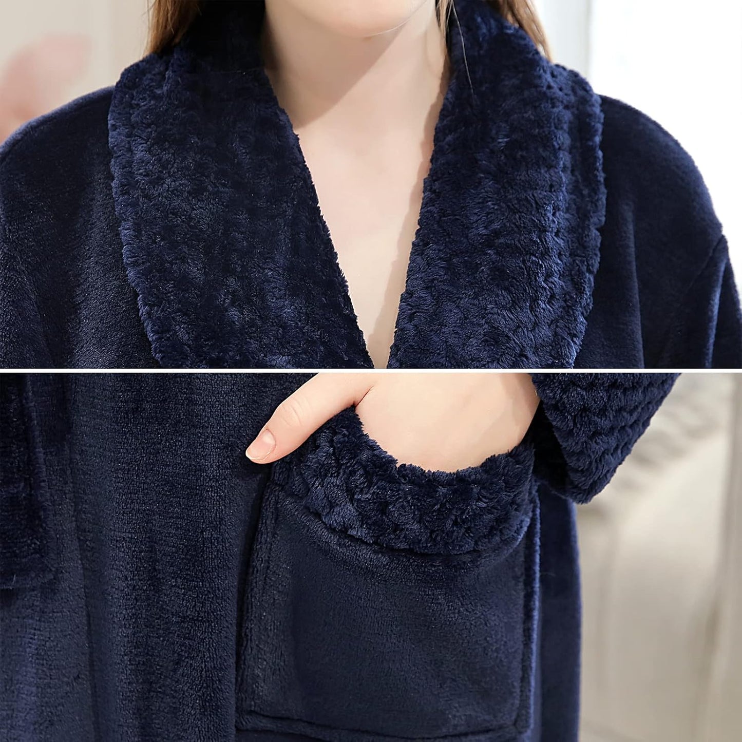 Hellomamma Long Bath Robe for Womens Plush Soft Fleece Bathrobes Nightgown Ladies Pajamas Sleepwear Housecoat