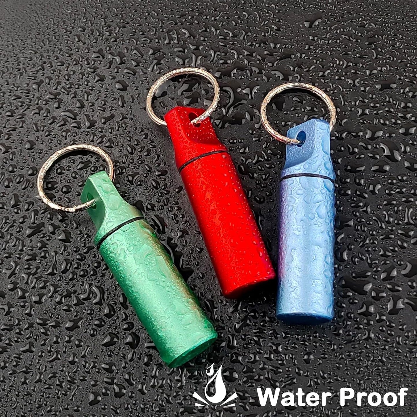 Small Pill Organizer Box Waterproof Keychain Pill Holder Portable Travel Pill Container Metal Case with Keyring for Outdoor Camping Travel