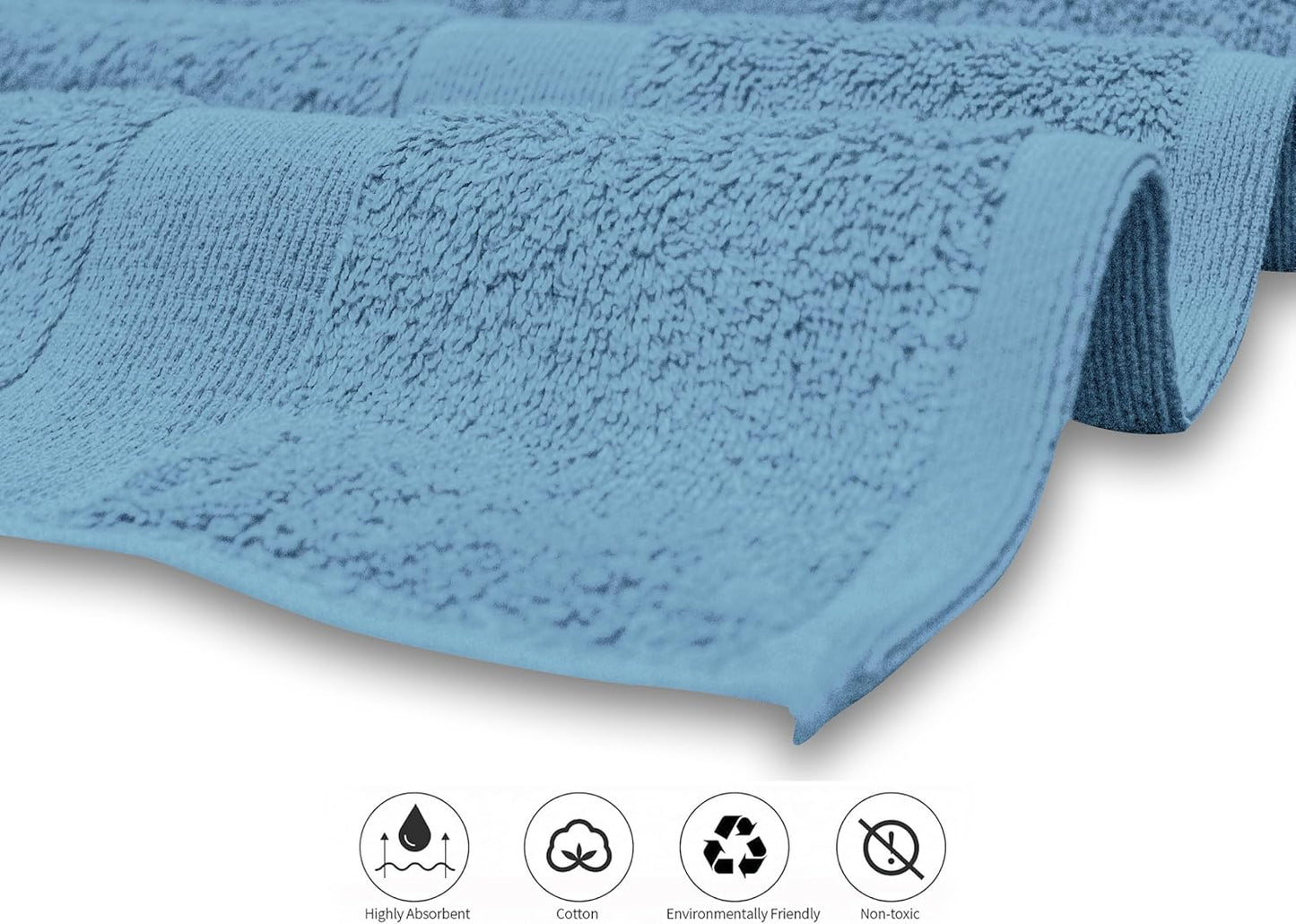 Luxury 8 Piece Towel Set, 2 Bath Towels 2 Hand Towels 4 Washcloths, Towels for Bathroom, Home, Spa & Gym - Highly Absorbent Ultra Soft Quick-Dry (Sky Blue)