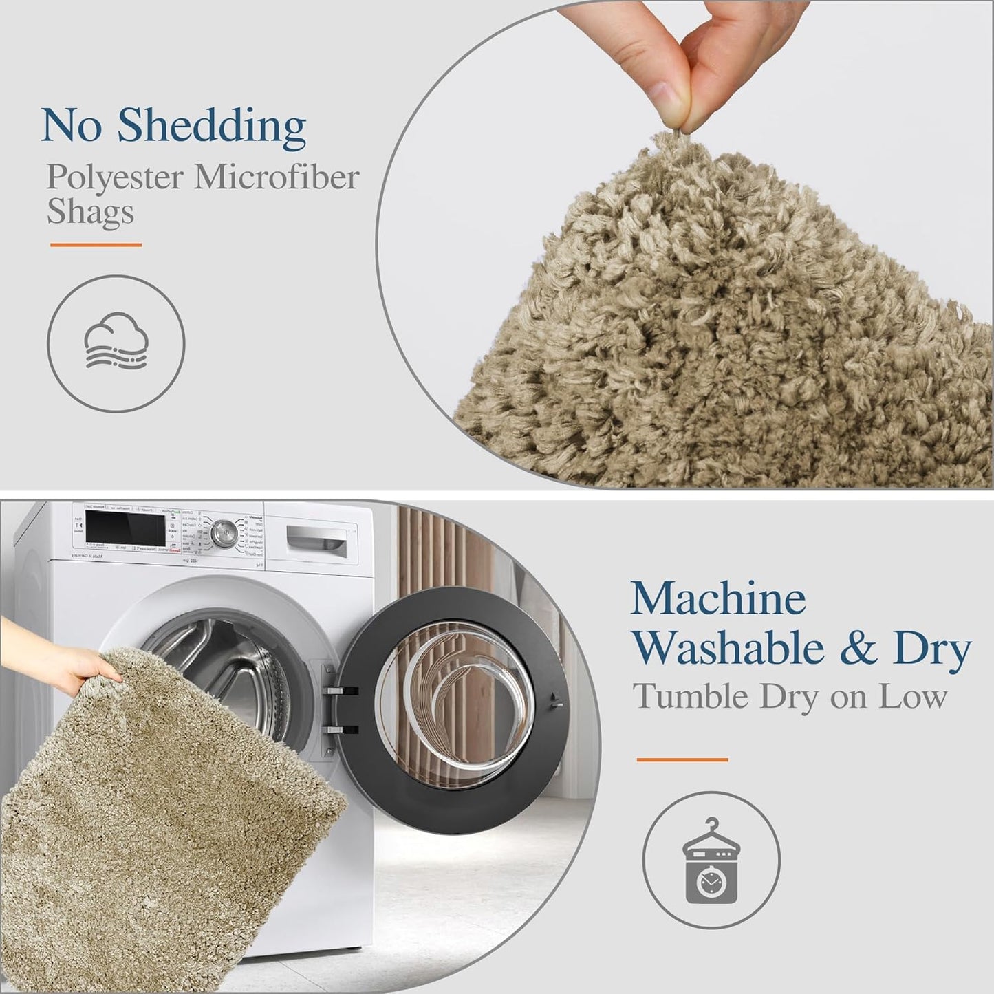 Walensee Large Bathroom Shaggy Rug (24 x 72, Sand) - Extra Soft, Absorbent, Non-Slip, Machine Washable Microfiber Mat
