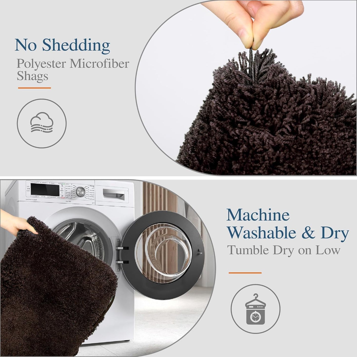 Walensee Large Bathroom Rug (24 x 48, Brown) Extra Soft and Absorbent Shaggy Bath Mat, Machine Washable Microfiber, Non Slip Luxury Floor Mat