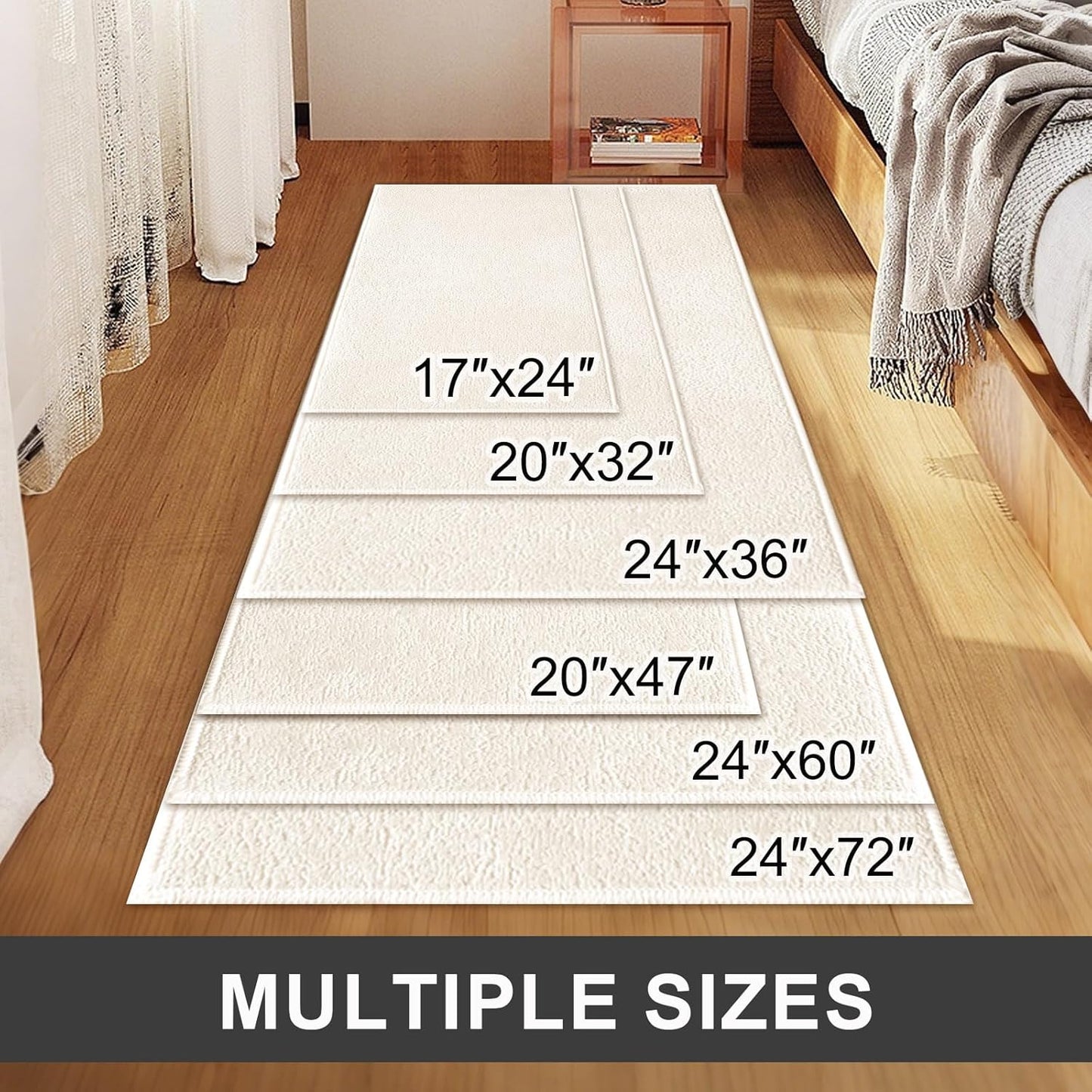 Bath Mat-Non-Slip Bathroom Floor Mats-Absorbent Quick Dry Low Pile Bathroom Rugs Fit Under Door-Bath Rug for Sink,Bathtub,Shower Room,20"×32",White