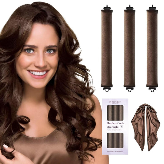 Heatless Hair Curler Overnight Curls-3 Pcs No Heat Curling Blowout Rod to Sleep In,Hair Rollers with Satin Scarf
