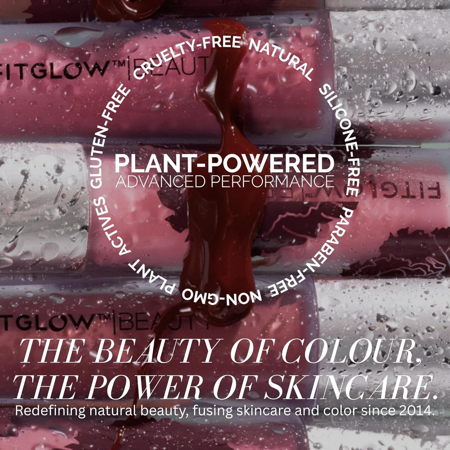 FITGLOW Beauty Lip Colour Serum | Hydrating Lip Gloss | Plumping Anti-Aging Lip Treatment | Natural Shine with Pomegranate Sterols & Collagen | Buildable Color for Dry Chapped Lips | Bloom - 10g