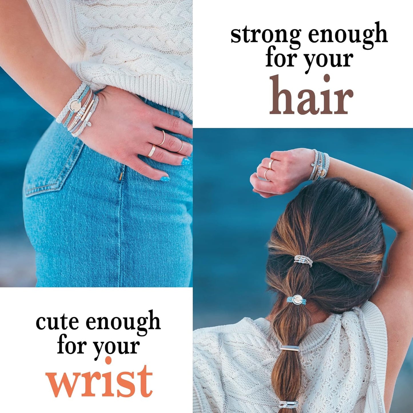 K'lani Hair Tie Bracelets for Women - Elastic Hair Bands That Double as Stylish Jewelry - Wonder - Large