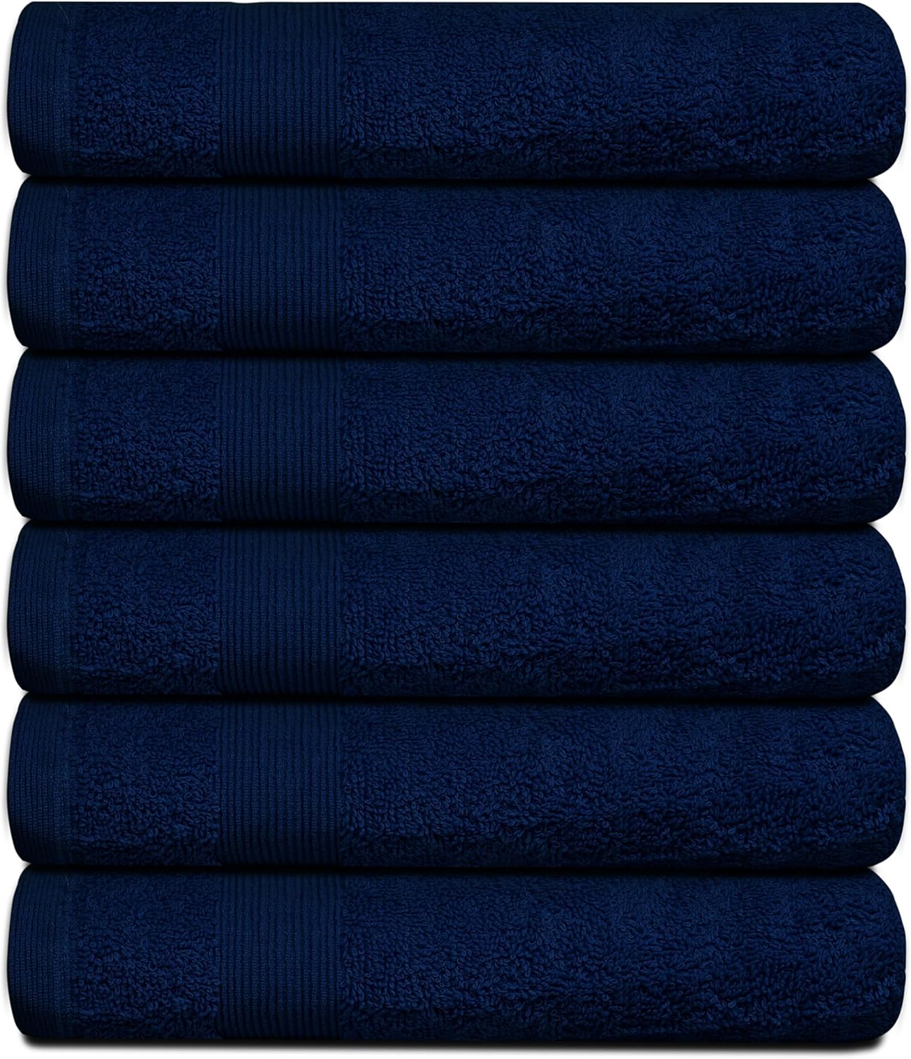 Premium Hand Towels Pack of 6 (16" x 30”) 100% Combed Ring Spun Cotton | Highly Absorbent Hand Towels Set | Ultra Soft for Home, Gym & Spa (Navy Blue)