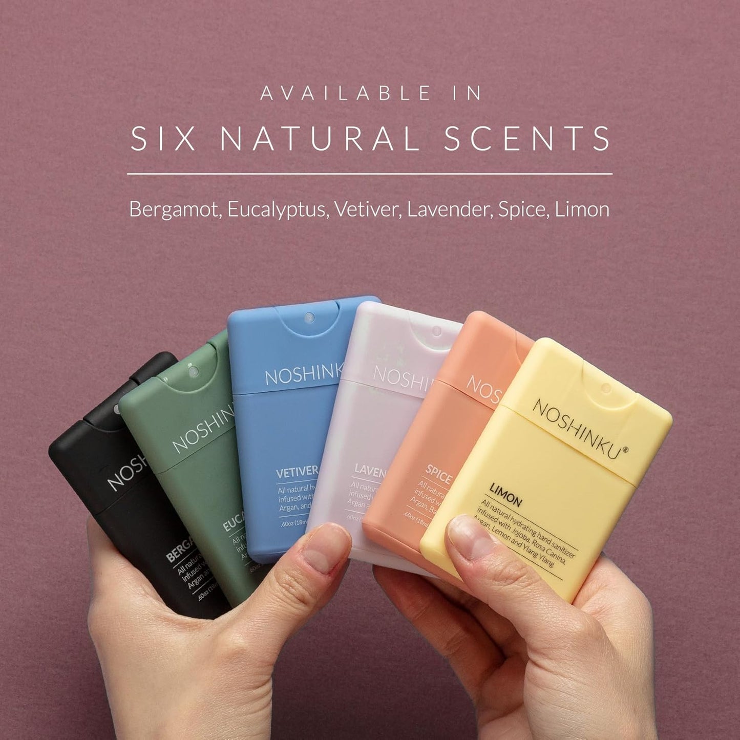 Noshinku Lavender Pocket Hand Sanitizer Refill Kit: Refill Pouch + Sprayer Bundle | Organic Antibacterial Sanitizing Mist with Moisturizing Oils | FDA Registered | 70% Sugarcane Derived Alcohol