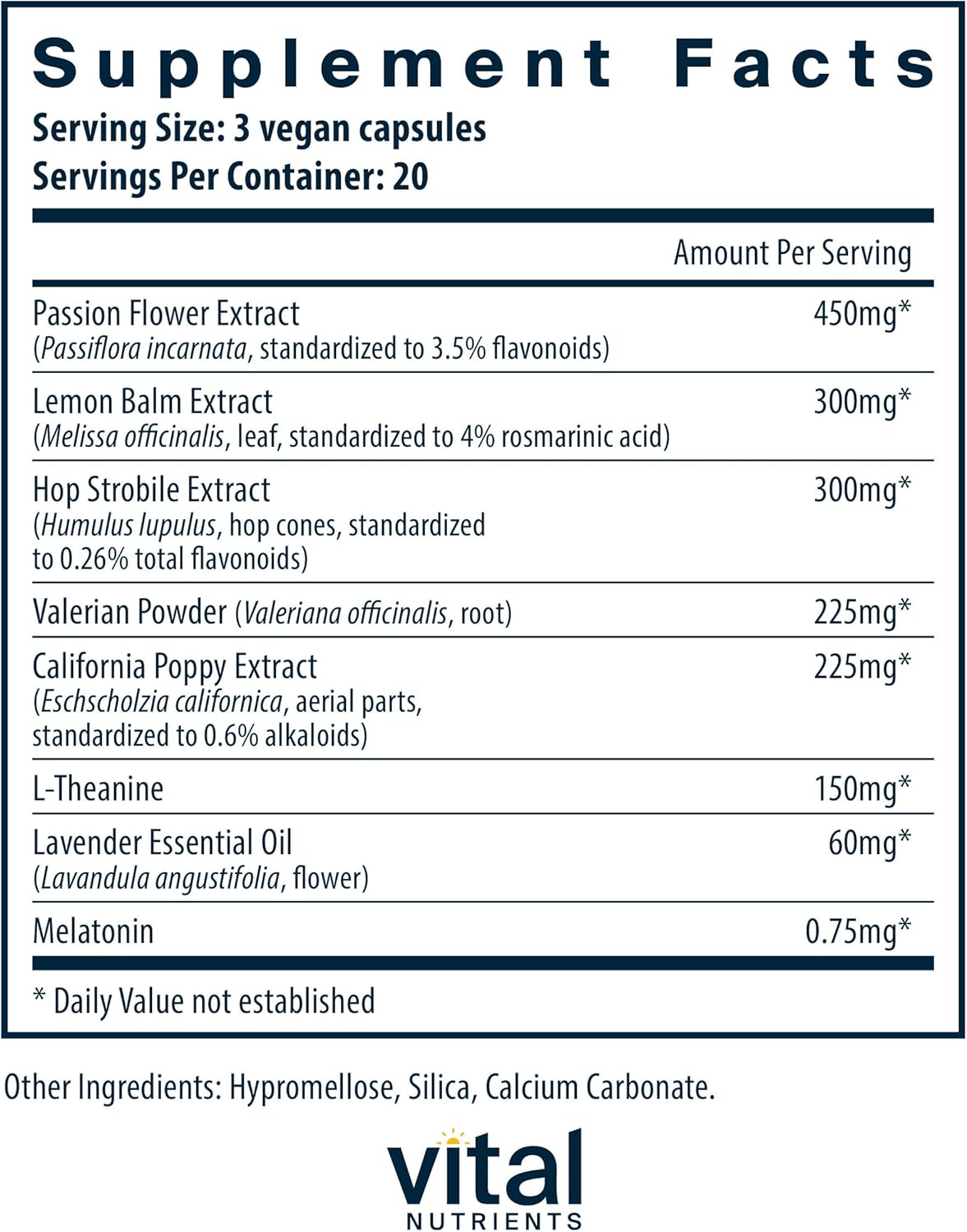 Vital Nutrients | Vegan Sleep Supplement | Promotes Relaxation and Restful Sleep | Natural for Adults | Soothing Lavender Scent | Gluten, Dairy, Soy Free | 60 Capsules