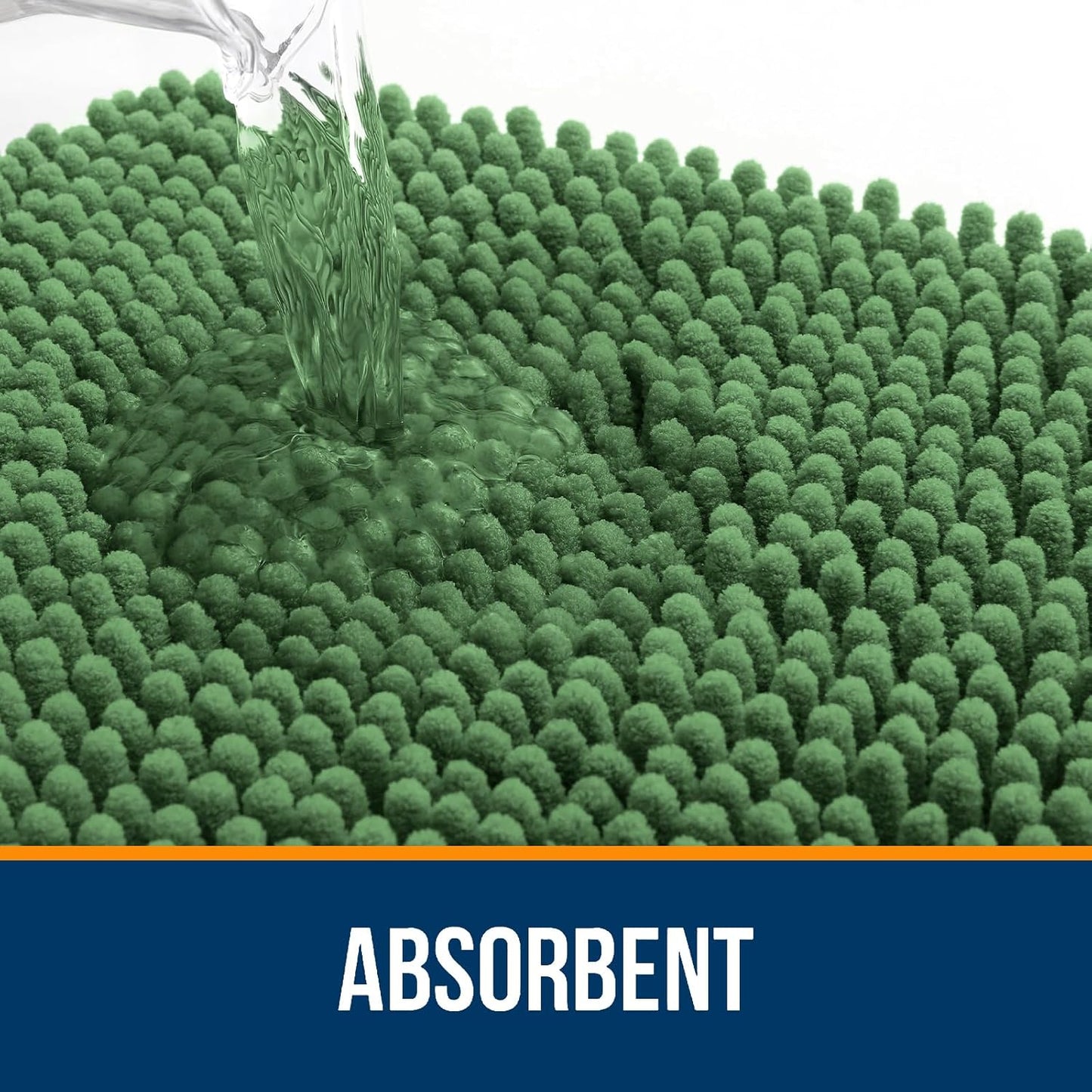 OLANLY Toilet Rugs U-Shaped 24x20, Extra Soft Absorbent Chenille Contour Bathroom Rugs for Toilet, Dry Quickly, Machine Washable, Non-Slip Bath Mat, Olive Green