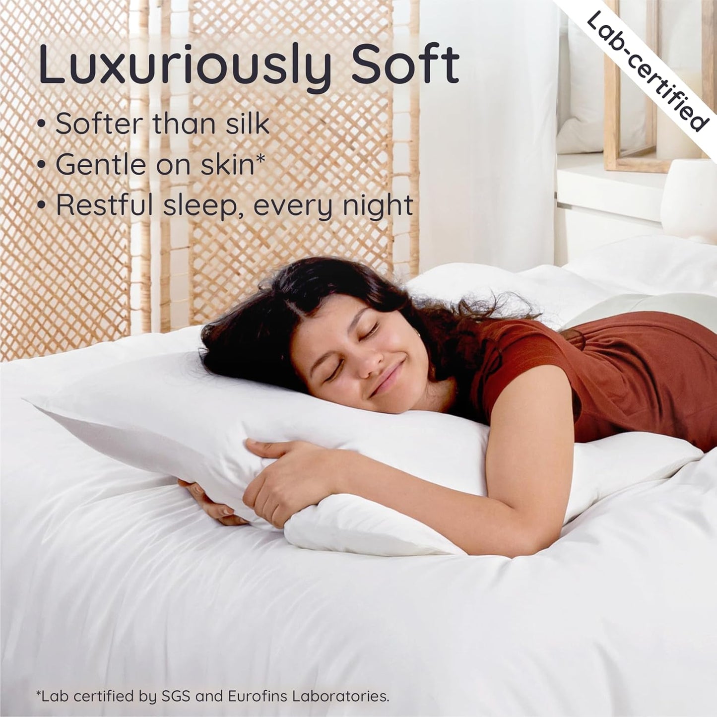 Bambaw 100% Viscose Derived from Bamboo Pillowcase Queen Size – Set of 2 Queen Cooling Pillow Cases with Envelope Closure, Breathable & Super Soft Pillow Cases, Anti Acne Pillow Case (White)