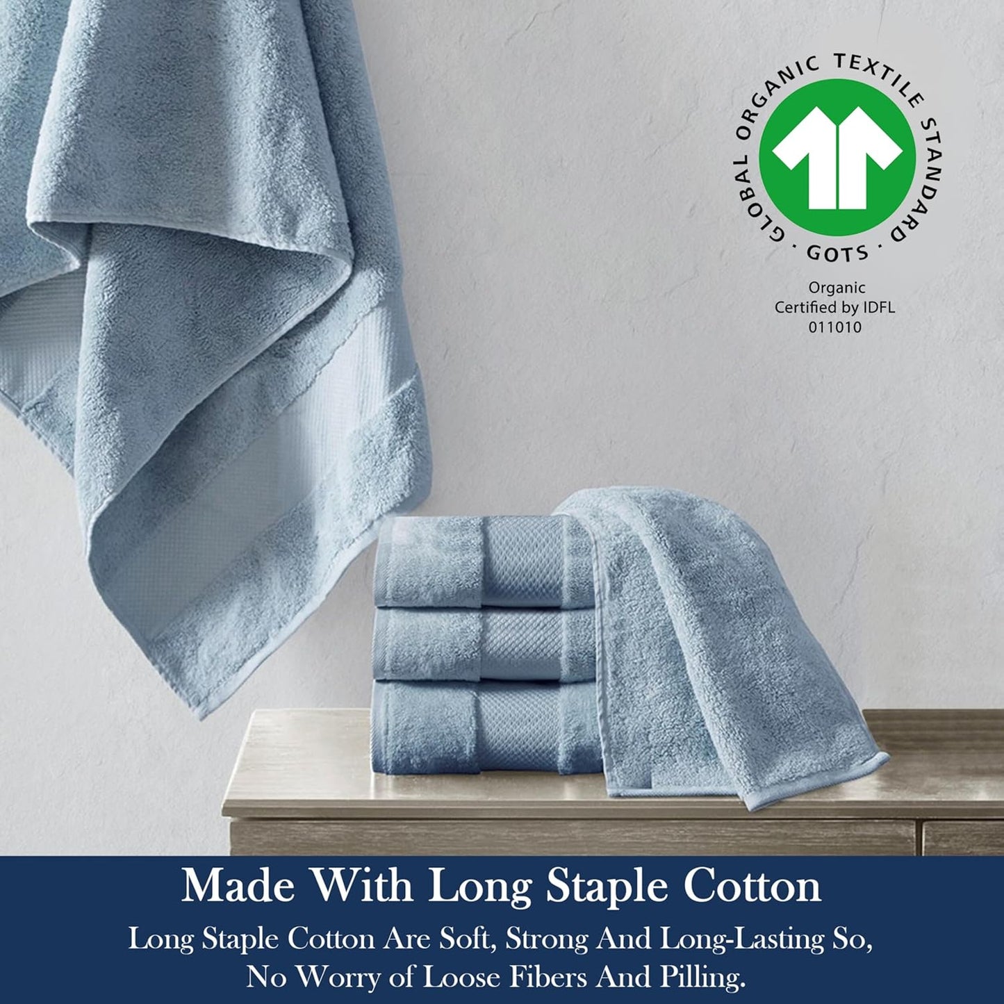 Delara Organic Cotton Luxuriously Plush Bath Sheet Pack of 4 | GOTS & OEKO-TEX Certified | Premium Hotel Quality Towels | Feather Touch Technology|650 GSM Long Staple|Soft, Quick Dry & Ultra-Absorbent