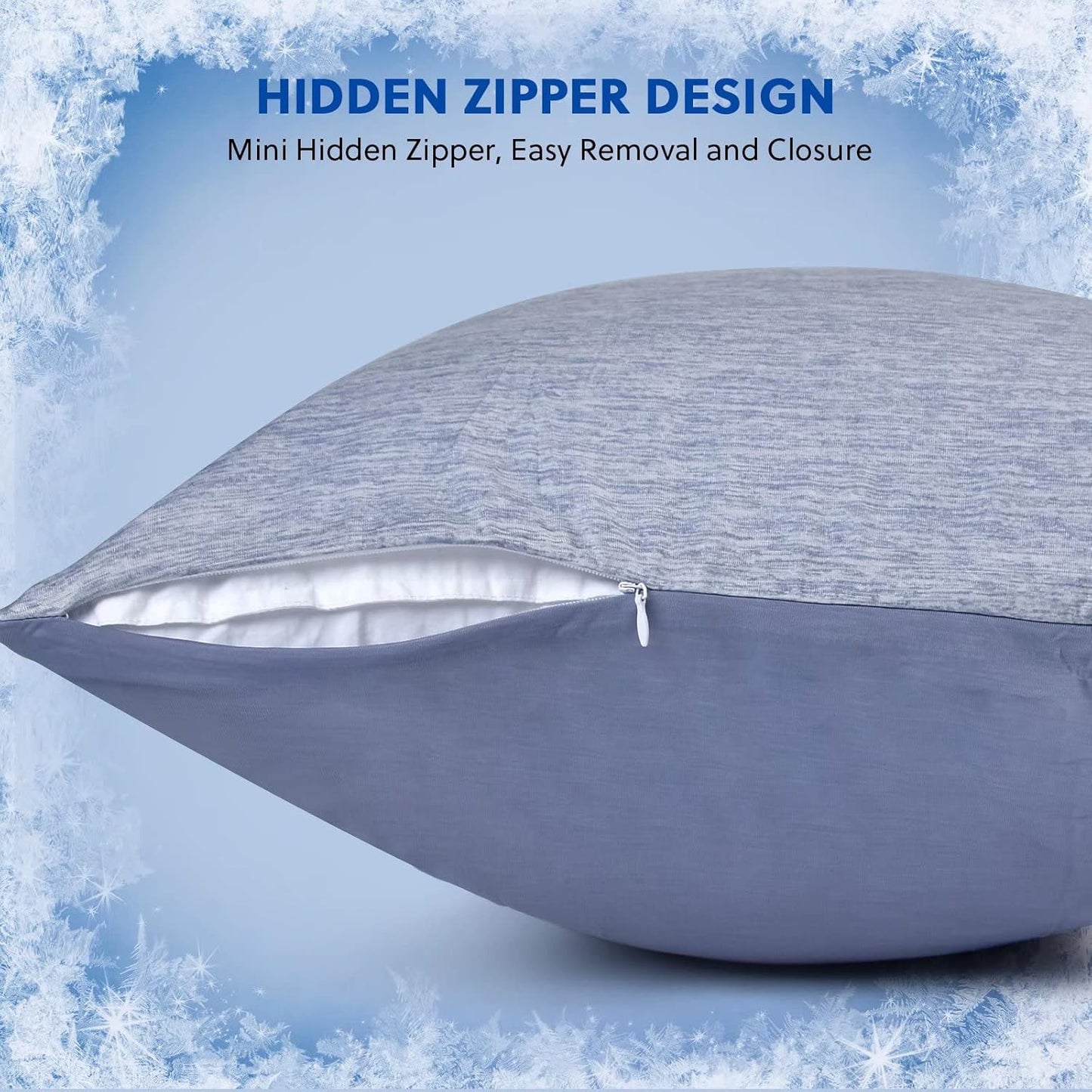 HOMFINE Cooling Pillowcase Body Size - Double Side Q-Max 0.439 Cooling Fiber for Pillow Protector, Breathable Long Cold Pillow Cover for Hot Sleeper Night Sweat, Hidden Zipper, 1 Pack (20"x54", Blue)