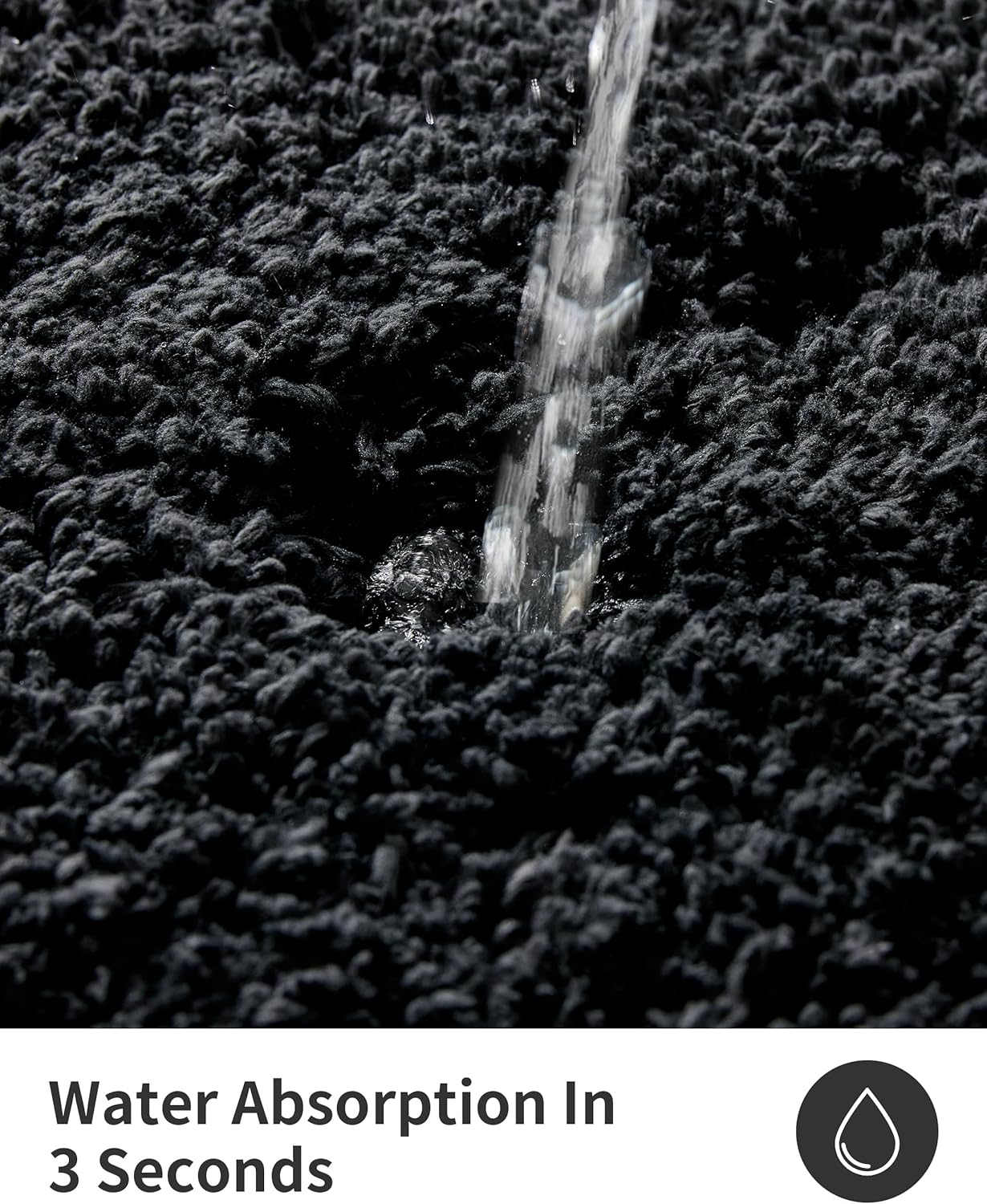 ILANGO Black Bathroom Rugs 70" × 24" Non Slip & Super Absorbent Thick Soft, Washable Bath Carpet Runner for Floor, Microfiber Plush Shaggy Bath Mats with Rubber for Bedroom Bathtub Shower Room