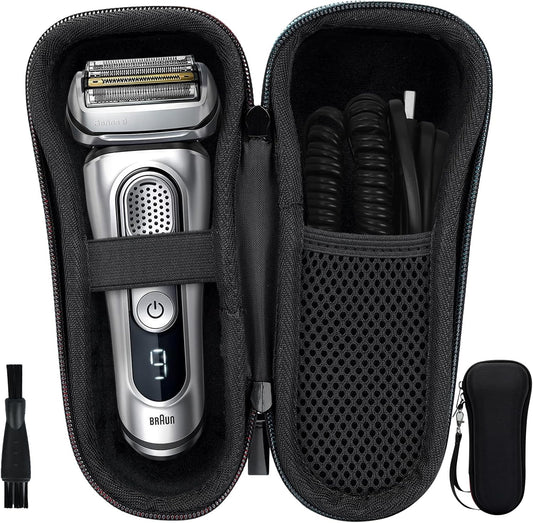 Travel Shaver Organizer - EVA Hard Protective Holder for Braun Series 3/5/6/7/8/9 Electric Shavers, Compact & Durable Design for Men’s Grooming Essentials, Fits All Accessories (Black)