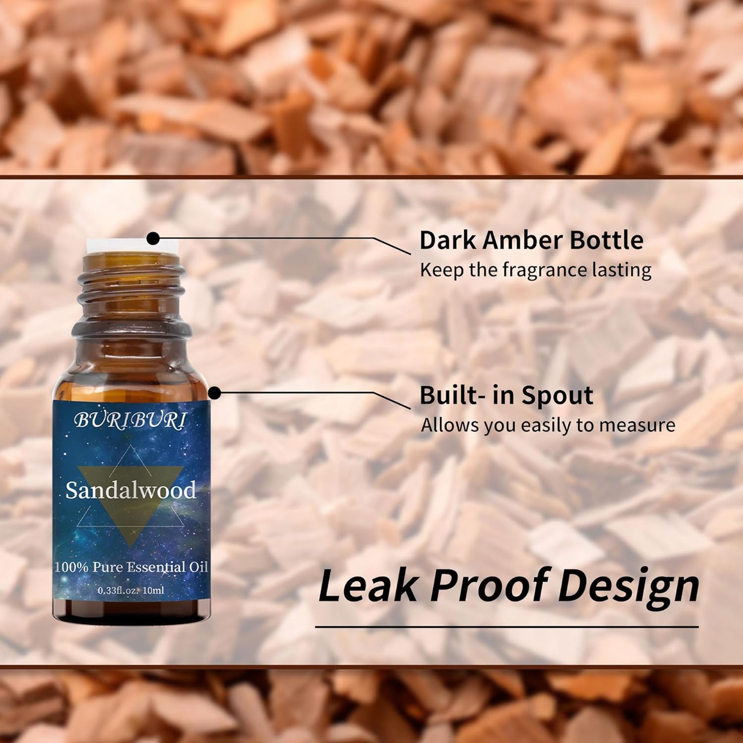 Sandalwood Essential Oil 2Pack for Massage, Diffuser, Humidifier - 100% Pure Sandalwood Oil 10ml