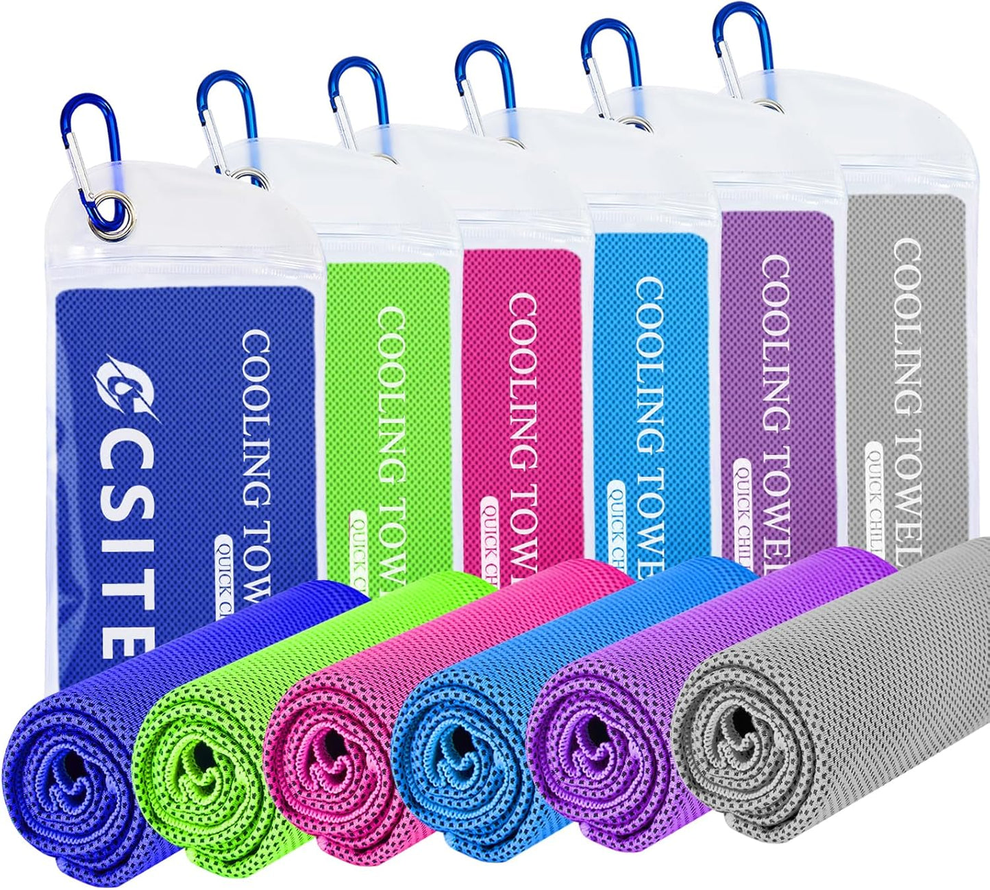 Cooling Towels for Neck and Face - 6 Pack 47x12 Inch Ice Cold Microfiber Towels, Soft & Breathable Cooling Towel for Hot Weather, Sports, Yoga, Workout, Running, Golf, Camping