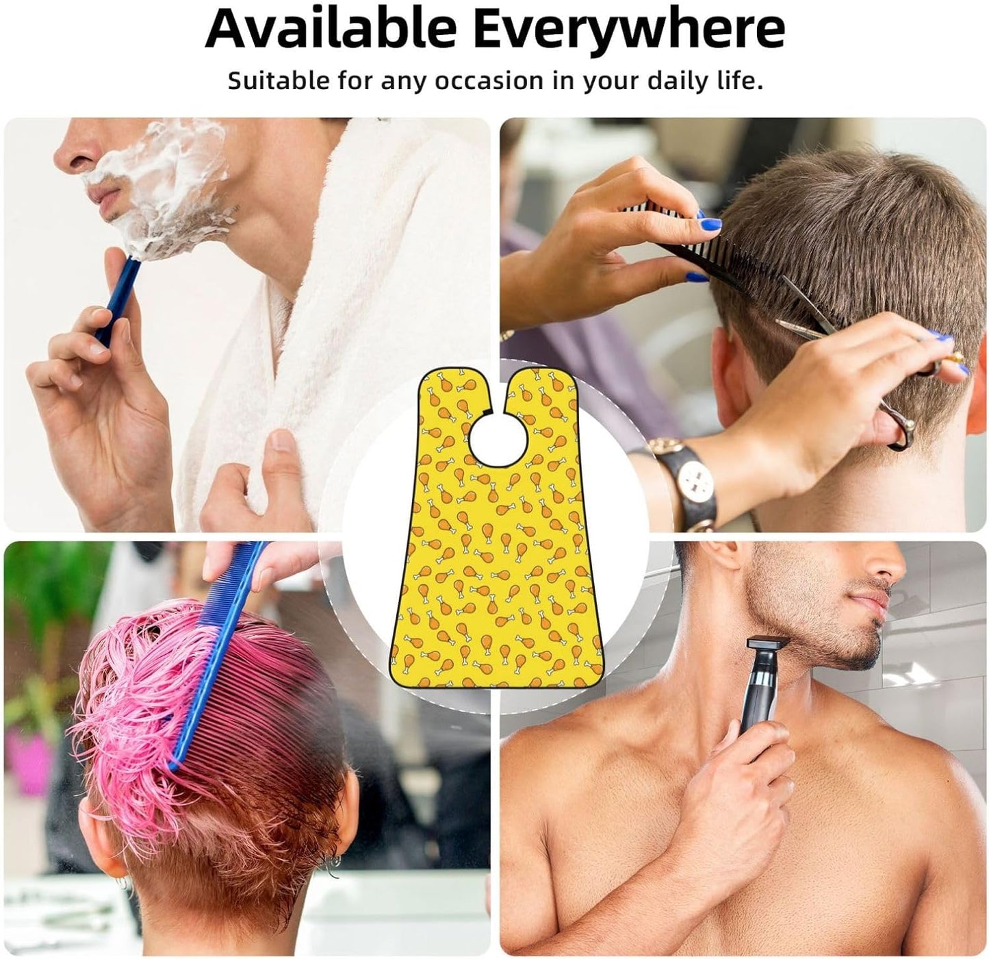 Stretchable Beard Cape, Non-Stick Hair Catcher for Trimming, Waterproof Grooming Apron, Crispy Fried Chicken