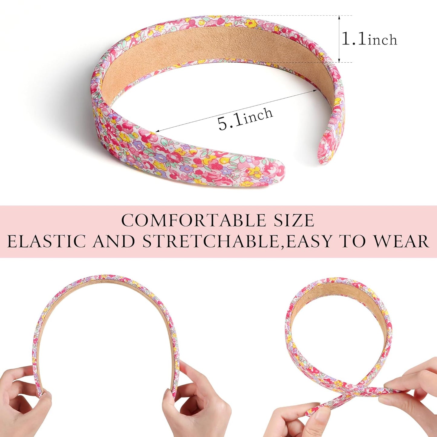 Headbands for Women - 1 Inches Wide Headbands - Solid Color Headband Fashion Hair Accessories- Trendy Women Girls Non Slip Fashion Hair Bands- Thick Elastic Hair Bands for Women's Hair 6PCS