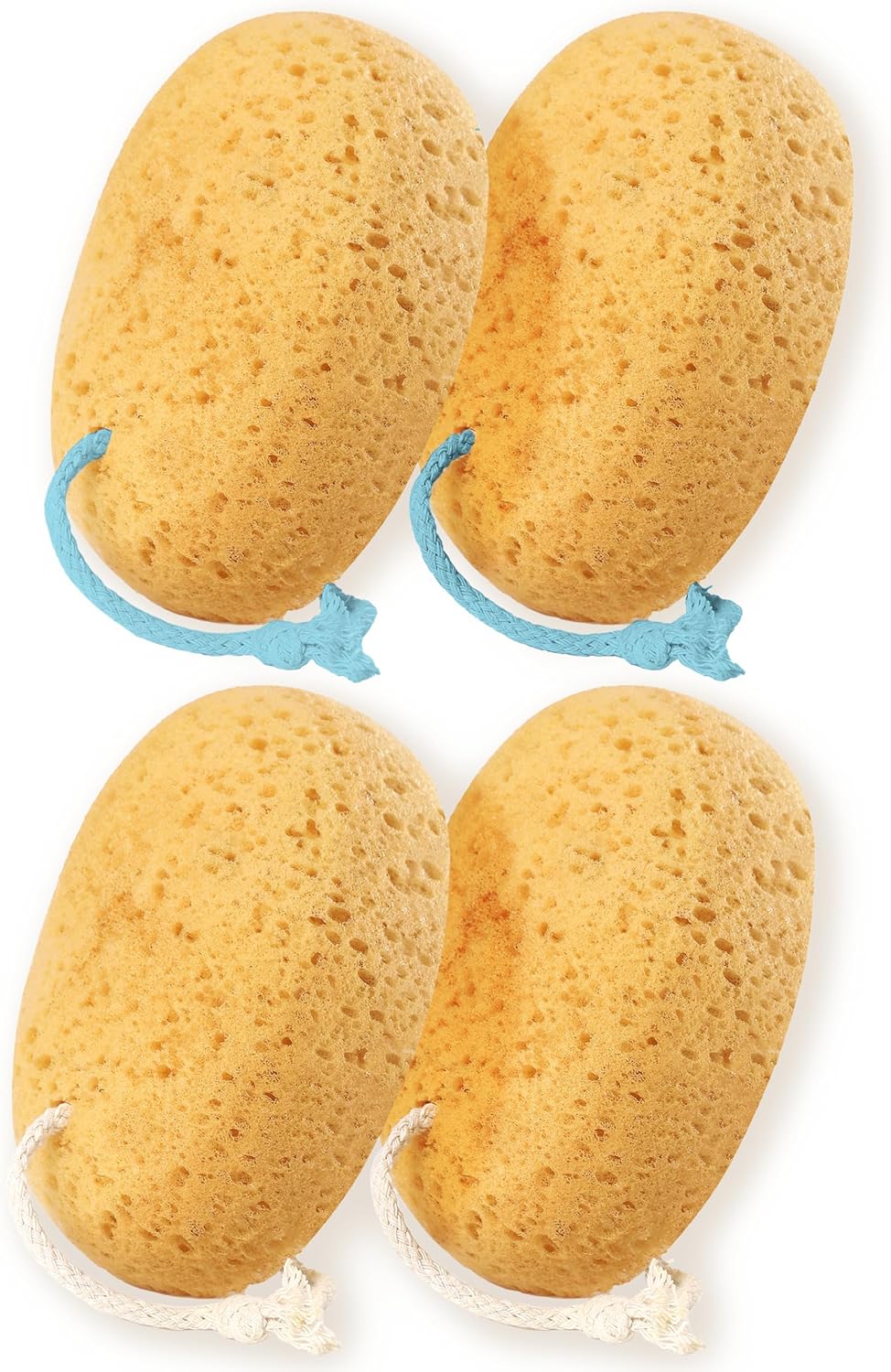 Bath Sponges for Shower, Azymi 4-Pack Sponge Bath for Women Men, Exfoliating Sponge Body Puff with Dense Foam for Gentle & Deep Cleansing, Ultra-Soft for Sensitive Dry Skin