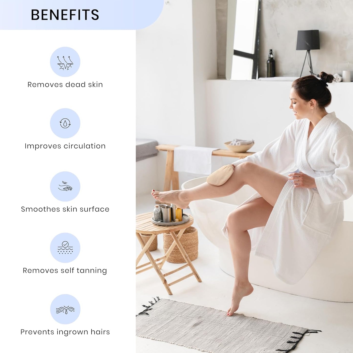 Korean Exfoliating Mitt for Remove Dead Skin. 2 Pack 100% Viscose Kessa Deep Exfoliating Gloves for Body Scrub, Keratosis Pilaris & Self Tanning Removal. Smooth Skin Surface. (Muted Peach)