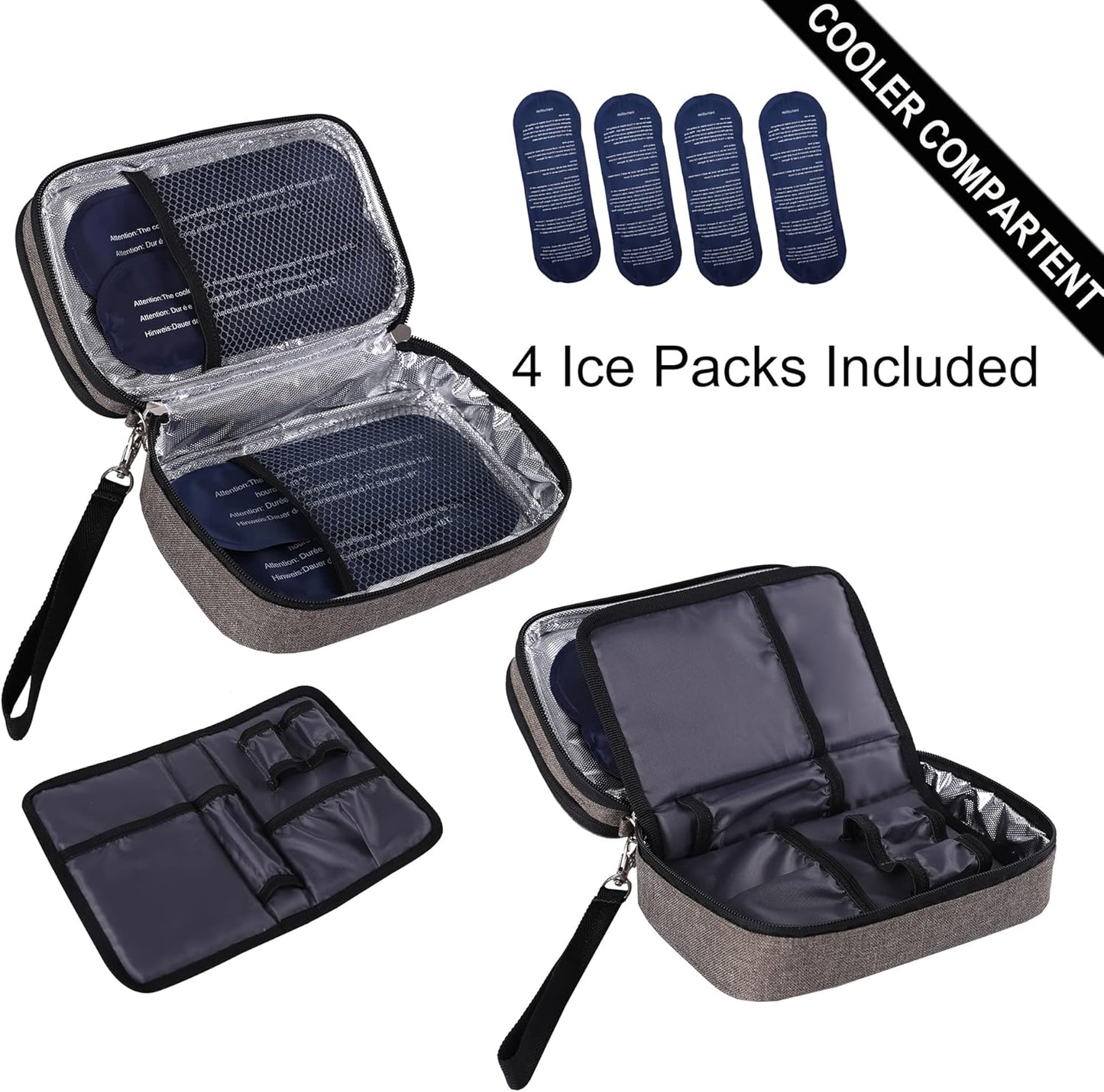 apollo walker Insulin Cooler Travel Case Diabetic Medication Cooler with Ice Packs and Insulation Liner