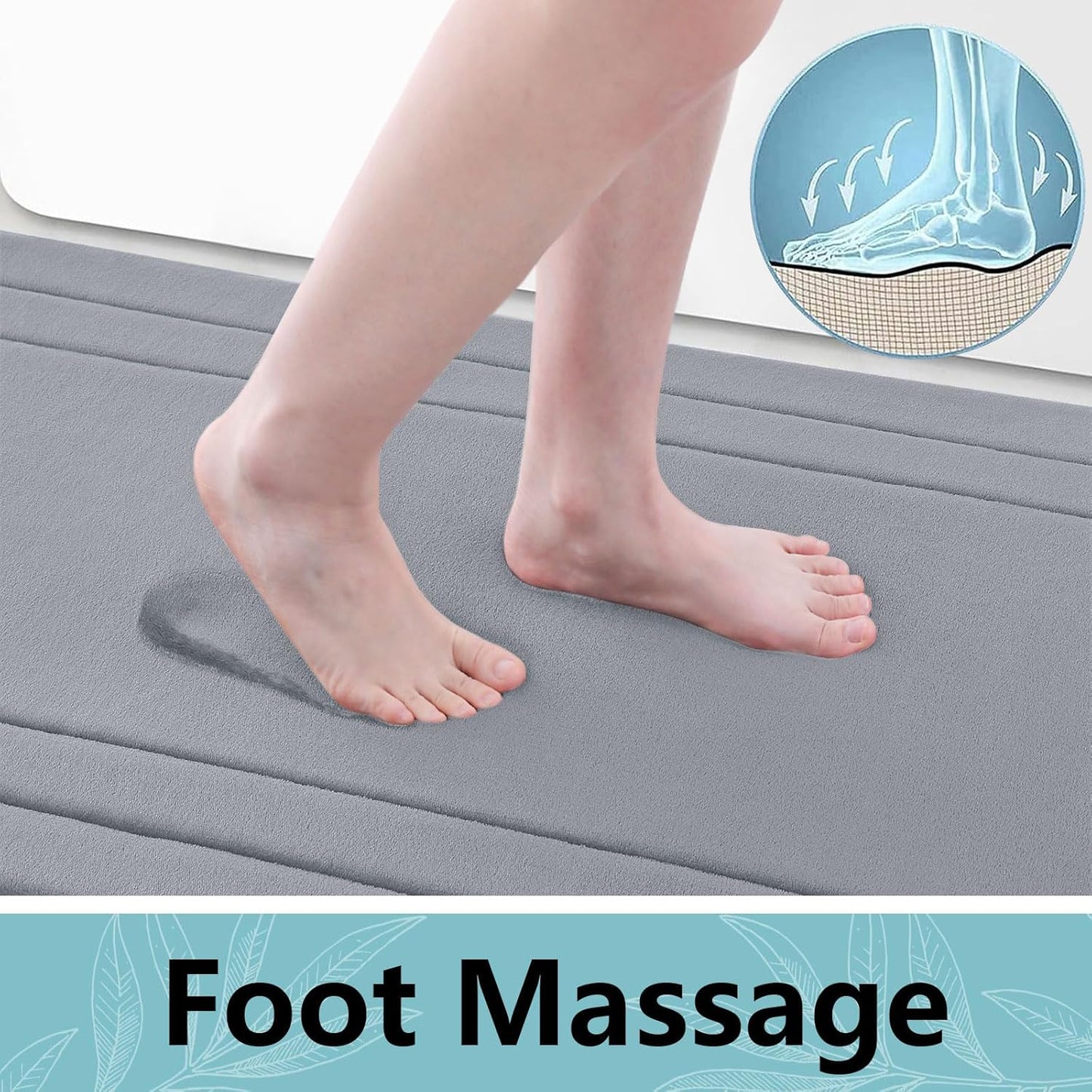 Arotive Memory Foam Bathroom Rug Mat 30x20, Ultra Soft and Absorbent Bath Mat, Machine Wash Dry, Comfortable Bath Rug Carpet for Bathroom Floor, Tub and Shower, Medium Grey