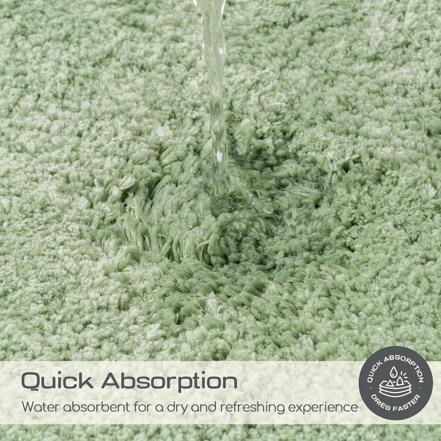 ROSMARUS Shaggy Bath Rugs Non-Slip 28”X48”, Extra Long Bathroom Mat with Fluffy Soft & Water Absorbent Microfiber, Shower Carpet, Machine Washable Bathroom Rug for Floor Tub, Green