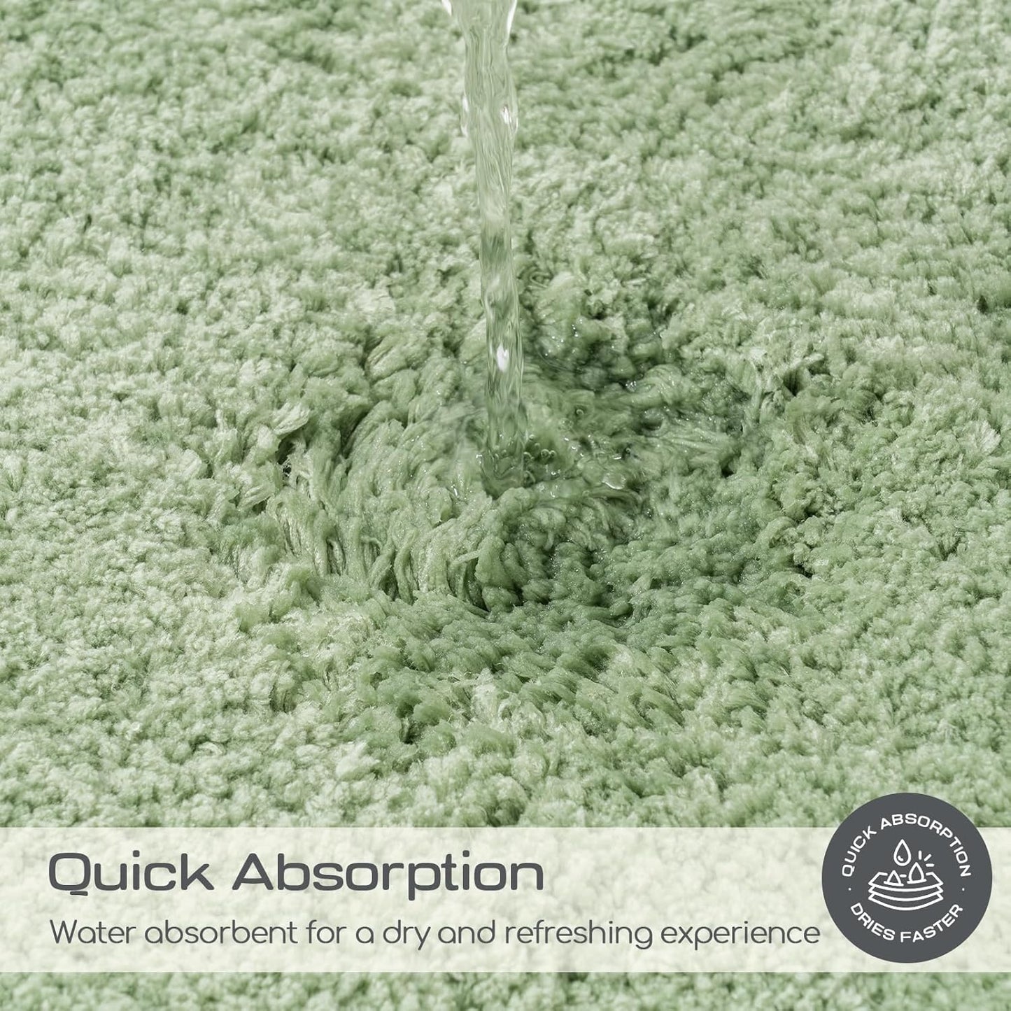 ROSMARUS Shaggy Bath Rugs for Bathroom Non Slip 17" X 24", Water Absorbent Bath Mat, Soft Shower Mat for Floor & Tub, Fluffy Plush Rug Machine Washable, Green