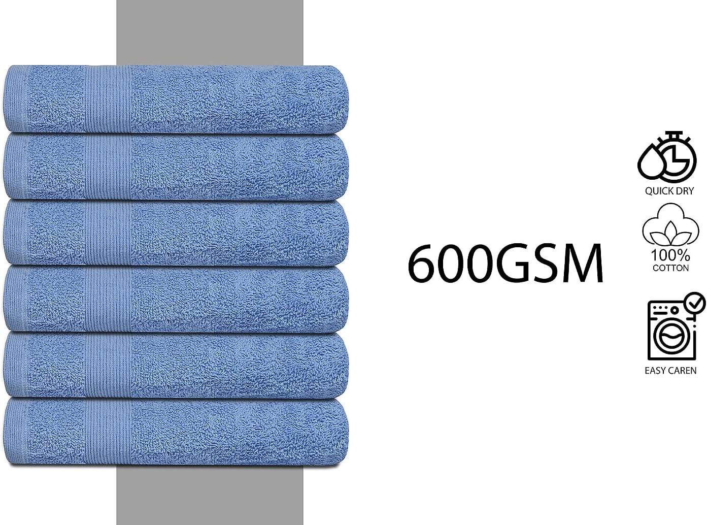 Premium Hand Towels Pack of 6 (16" x 30”) 100% Combed Ring Spun Cotton | Highly Absorbent Hand Towels Set | Ultra Soft for Home, Gym & Spa (Sky Blue)