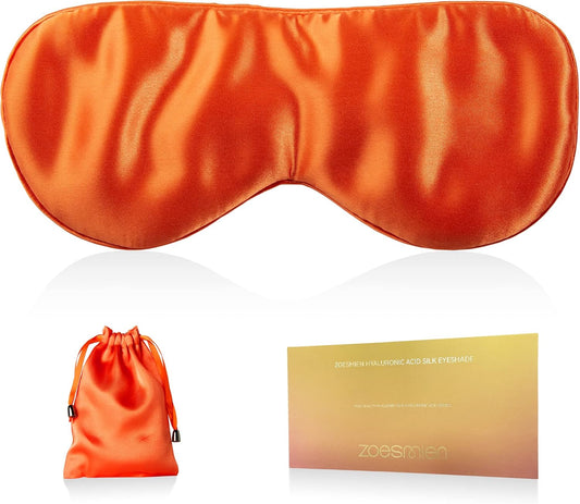 Sleep Mask 100% Mulberry Silk for Light Blocking, ZOESMIEN Eye Mask for Women Men Side Sleeper, Puffiness Dry Eyes Headache, Adjustable Strap, Christmas Gift Package, Vitality Orange