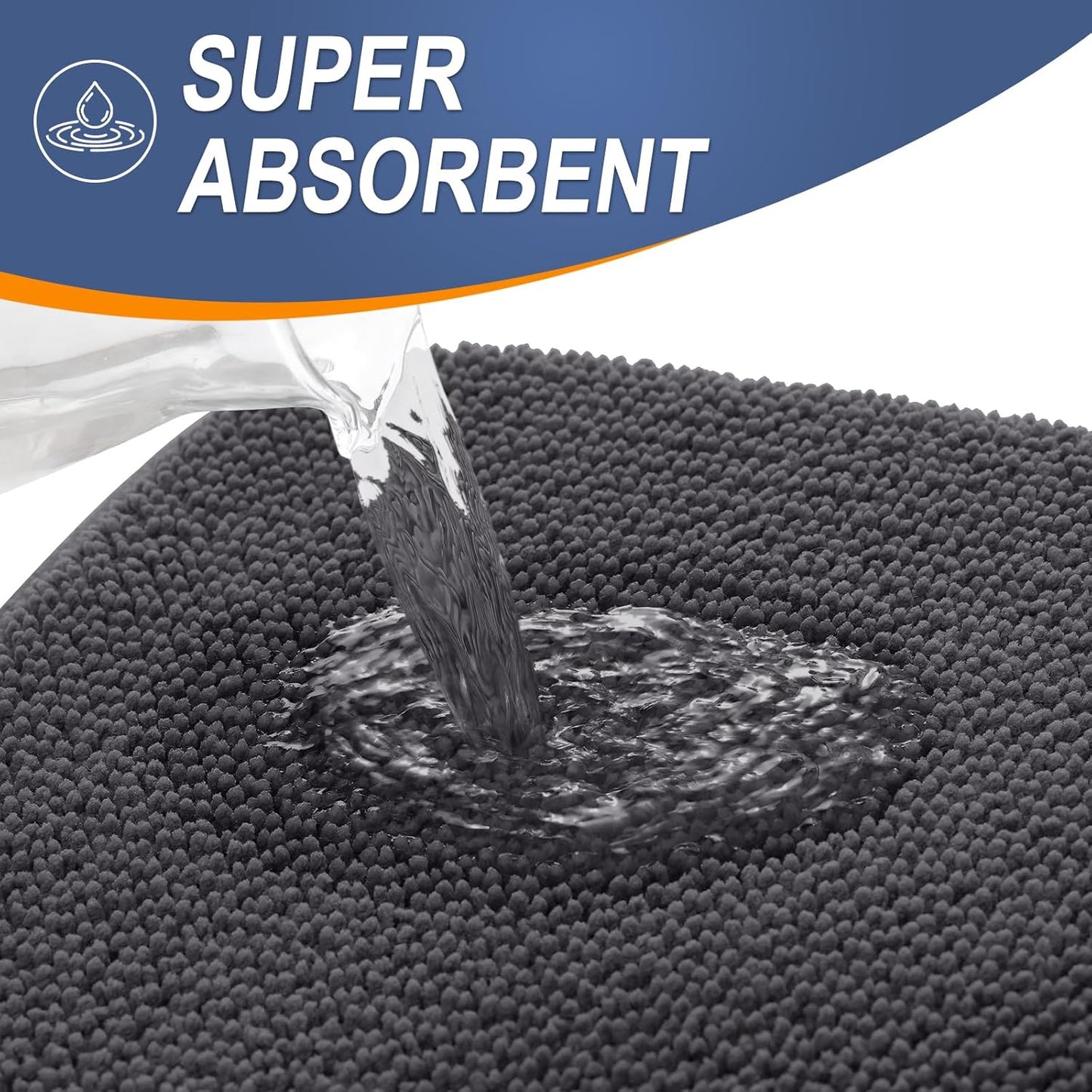 OLANLY Thick Memory Foam Bath Mat Rug 47x24, Extra Soft Absorbent Bathroom Rug, Quick Dry Bath Mats, Non-Slip, Machine Washable Carpet for Bathroom, Tub and Shower, Home Decor Accessories, Dark Grey