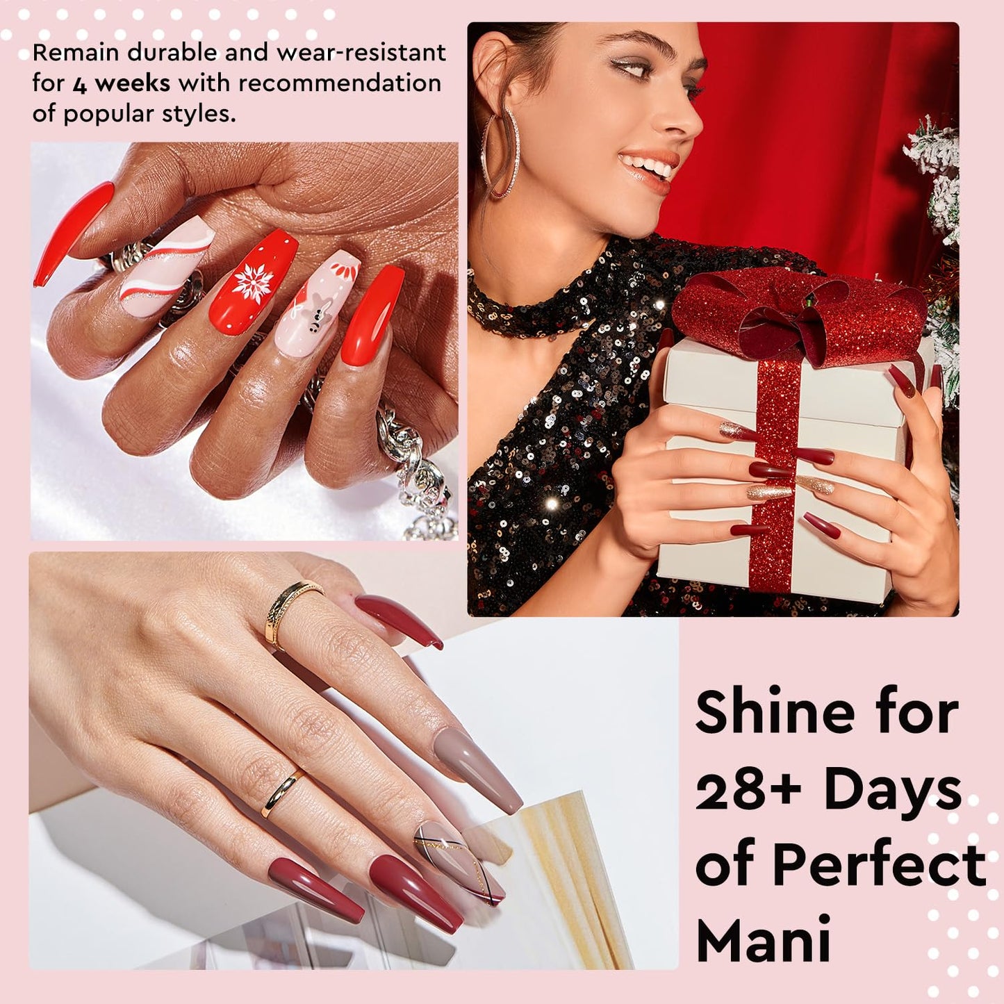 MEFA 47 PCS Gel Nail Polish Kit, 42 Colors All Seasons Collection Nude Pink White Colorful Gel Polish Set with 5 Pcs Base and Glossy/Matte/Glitter Top Coat DIY Manicure Art at Home Gifts for Women