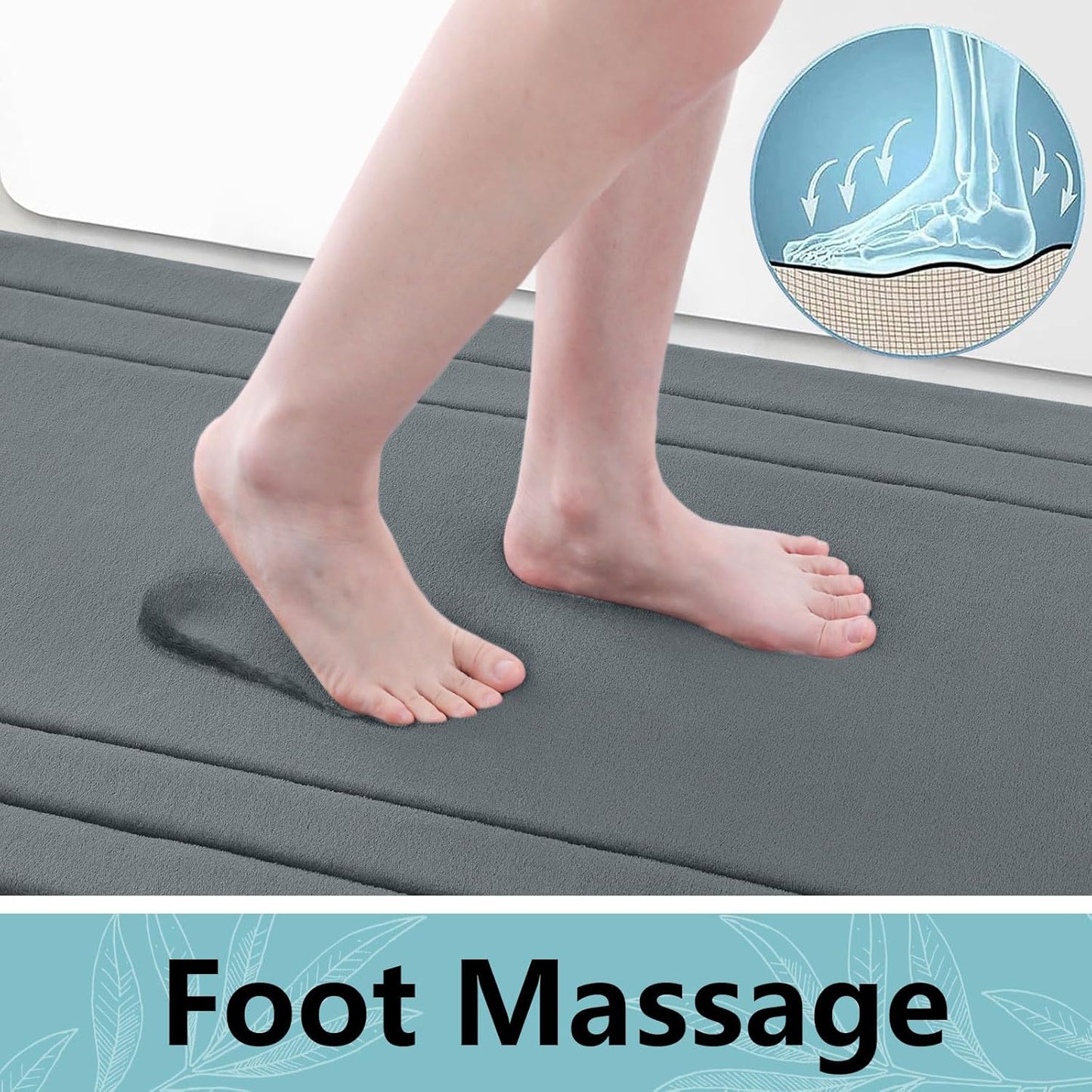 Arotive Memory Foam Bathroom Rug Mat 44x24, Ultra Soft and Absorbent Bath Mat, Machine Wash Dry, Comfortable Bath Rug Carpet for Bathroom Floor, Tub and Shower, Dark Grey