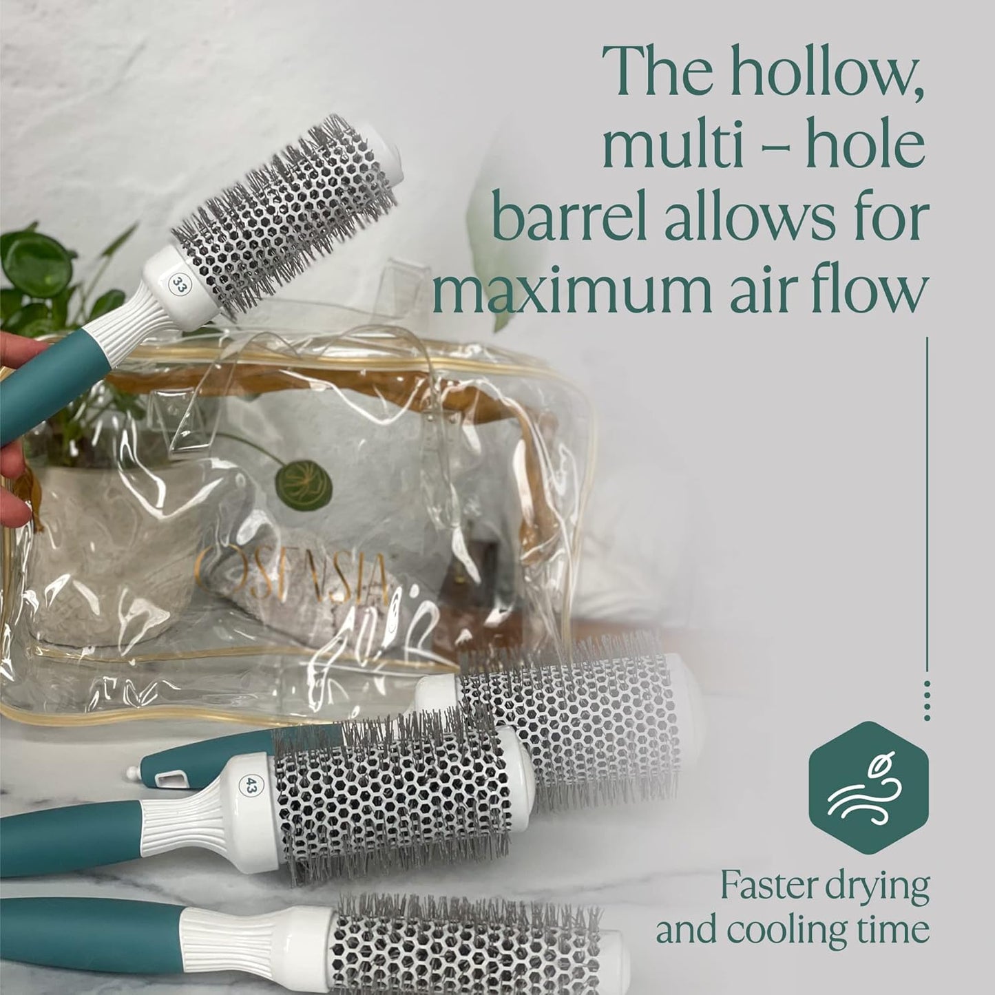 Round Brush Set for Blow Drying and Styling - Ceramic Ionic Thermal Brushes, Wet Hair Brush Bundle with Travel Bag for Women and Men