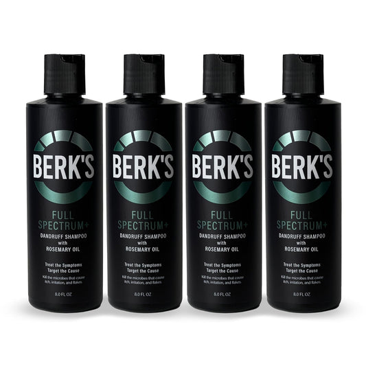 Berk's Full Spectrum Dandruff Shampoo with Coal Tar, Salicylic Acid, Sulfur, and Rosemary Oil, 8 Fl Oz (4-pack)