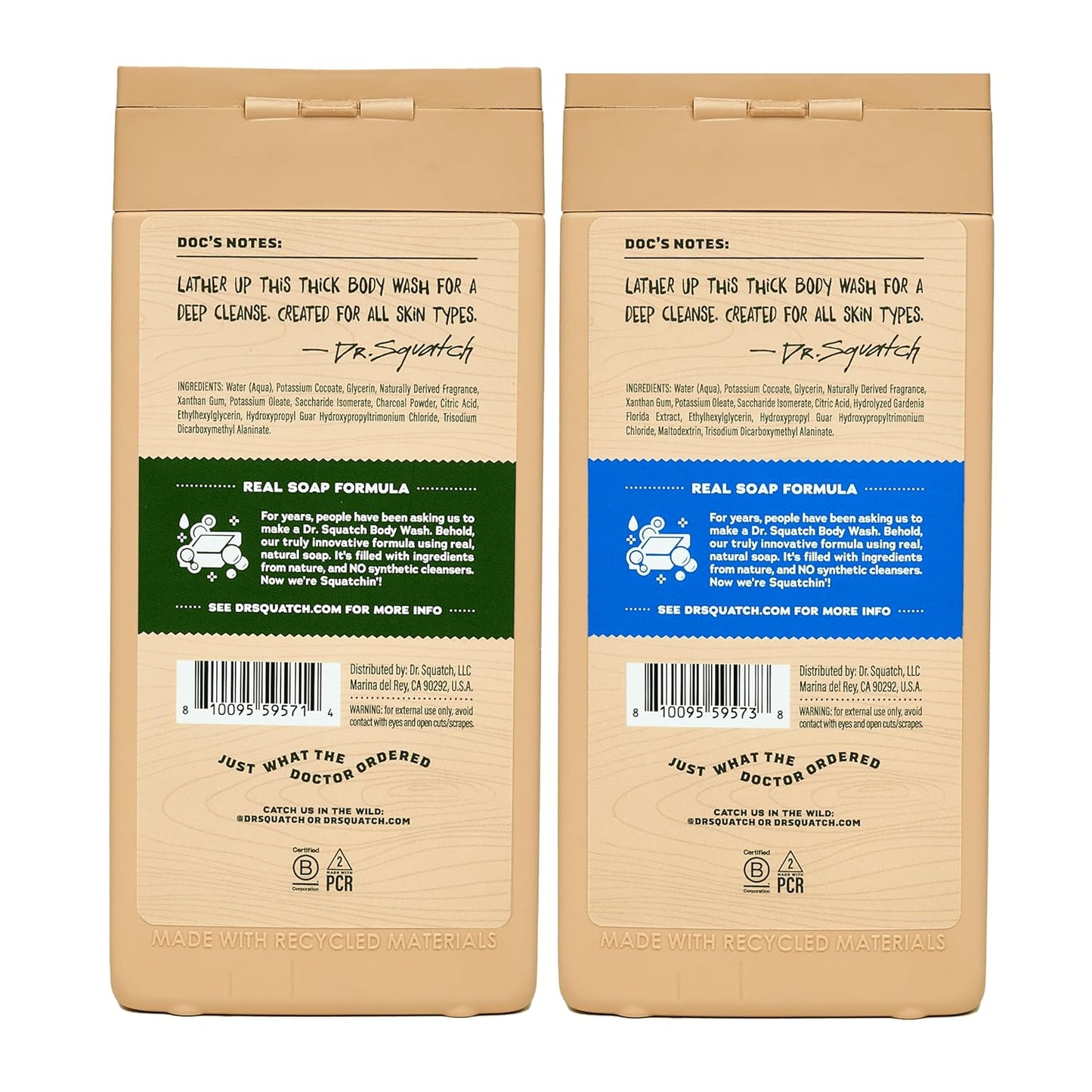 Dr. Squatch NEW Body Wash for Men with Nourishing, Natural Ingredients | No Paraben, Phthalate, Sulfate | All Day Moisture | Long Lasting Scent | Pine Tar & Fresh Falls (14 oz, 2-Pack)