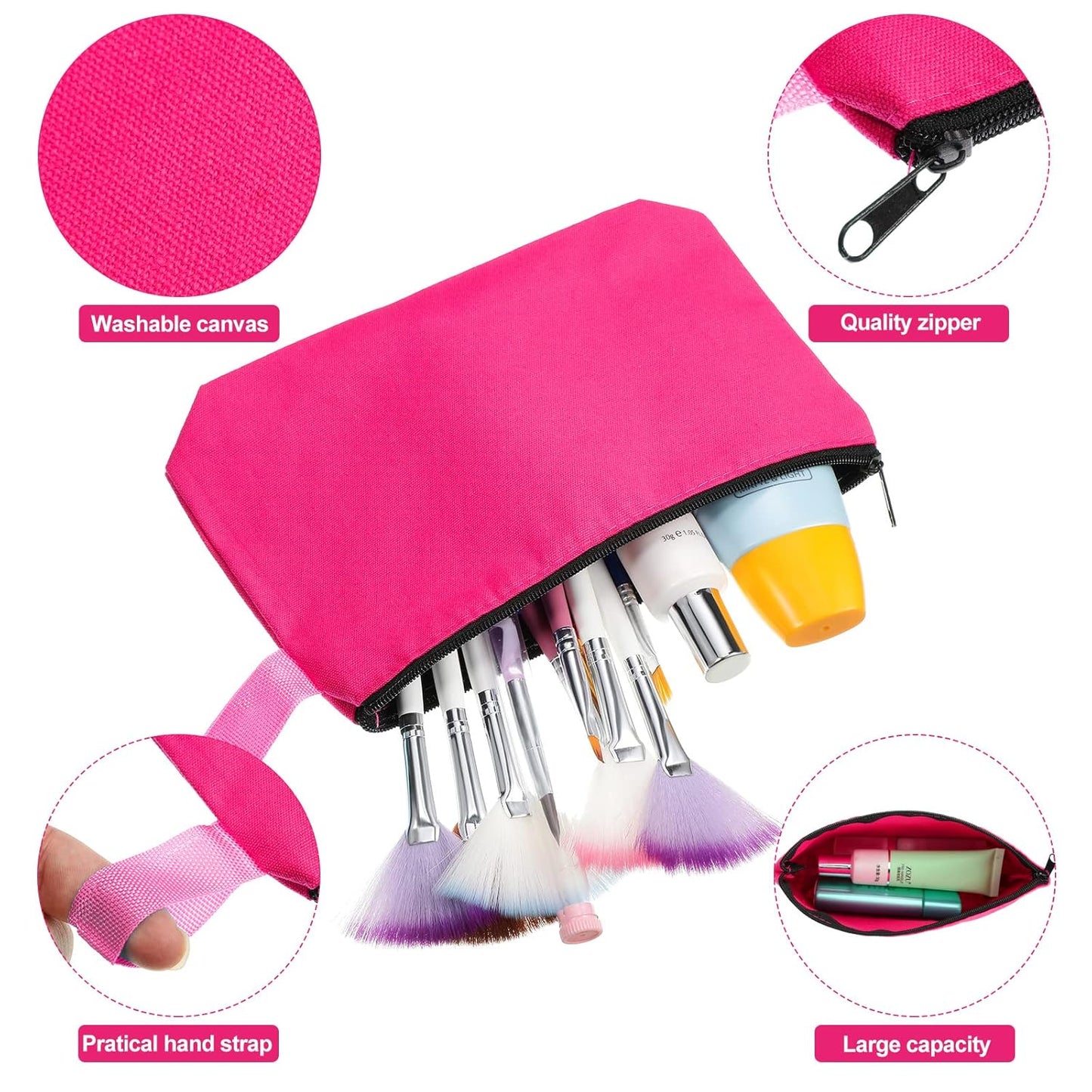 Saintrygo 30 Pcs Makeup Bag Travel Canvas Cosmetic Bag Bulk Multipurpose Small Makeup Pouch for Purse Portable Blank Zipper Toiletry Organizer DIY for Women Assorted Color(Classic,9.8 x 5 x 2 Inch)