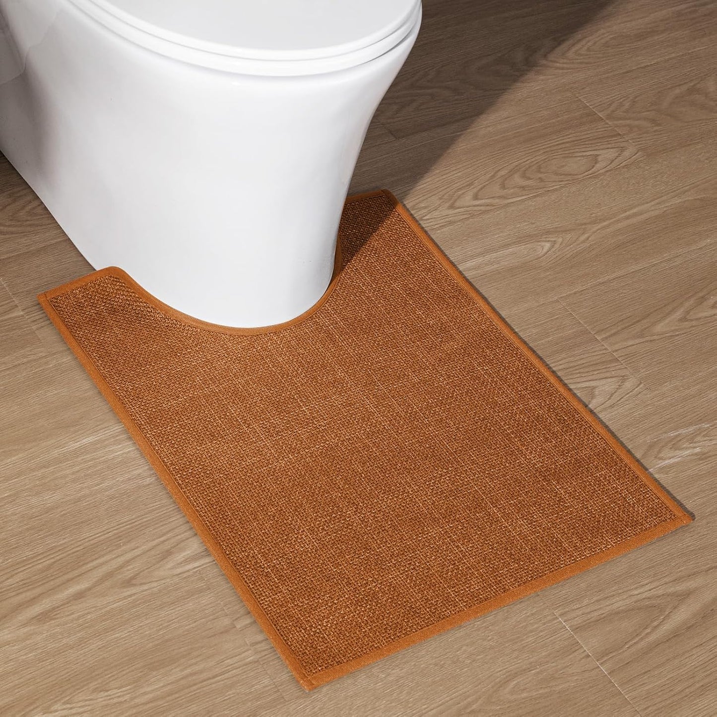 chakme Bathroom Rugs Mat U-Shaped 24x17, Ultra ThinNon Slip Bath Mat Small Quick Dry Absorbent Bath Matfor Bathroom Floor, (Orange, U-24"x17")