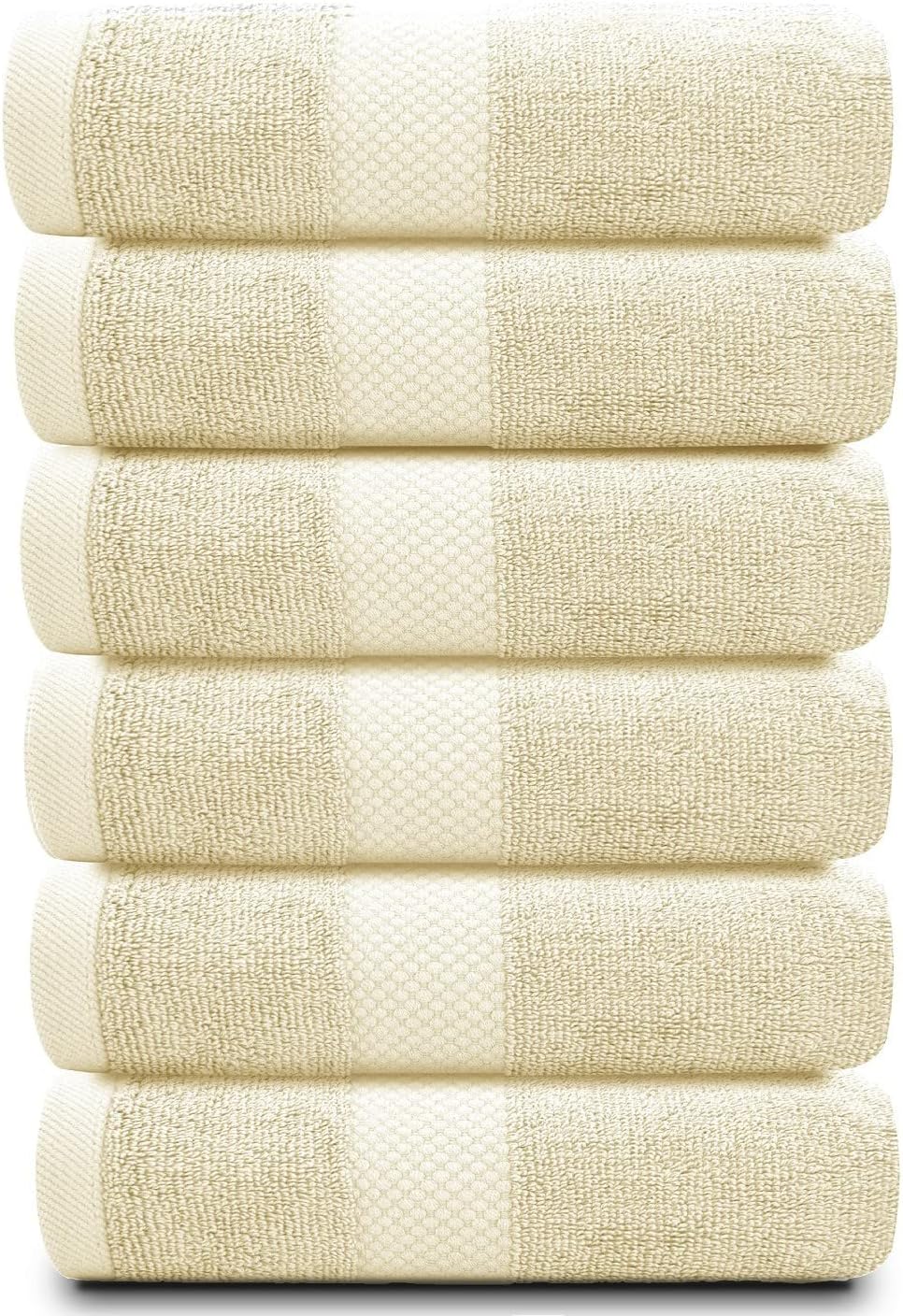White Classic Luxury Beige Hand Towels - Soft 100% Turkish Cotton | Highly Absorbent Hotel spa Bathroom Towel Collection | 16x30 Inch | Set of 6