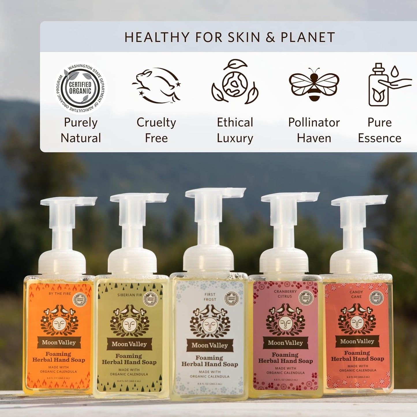 Moon Valley Herbal Foaming Hand Soap, Vegan (First Frost, Recyclable Bottle)