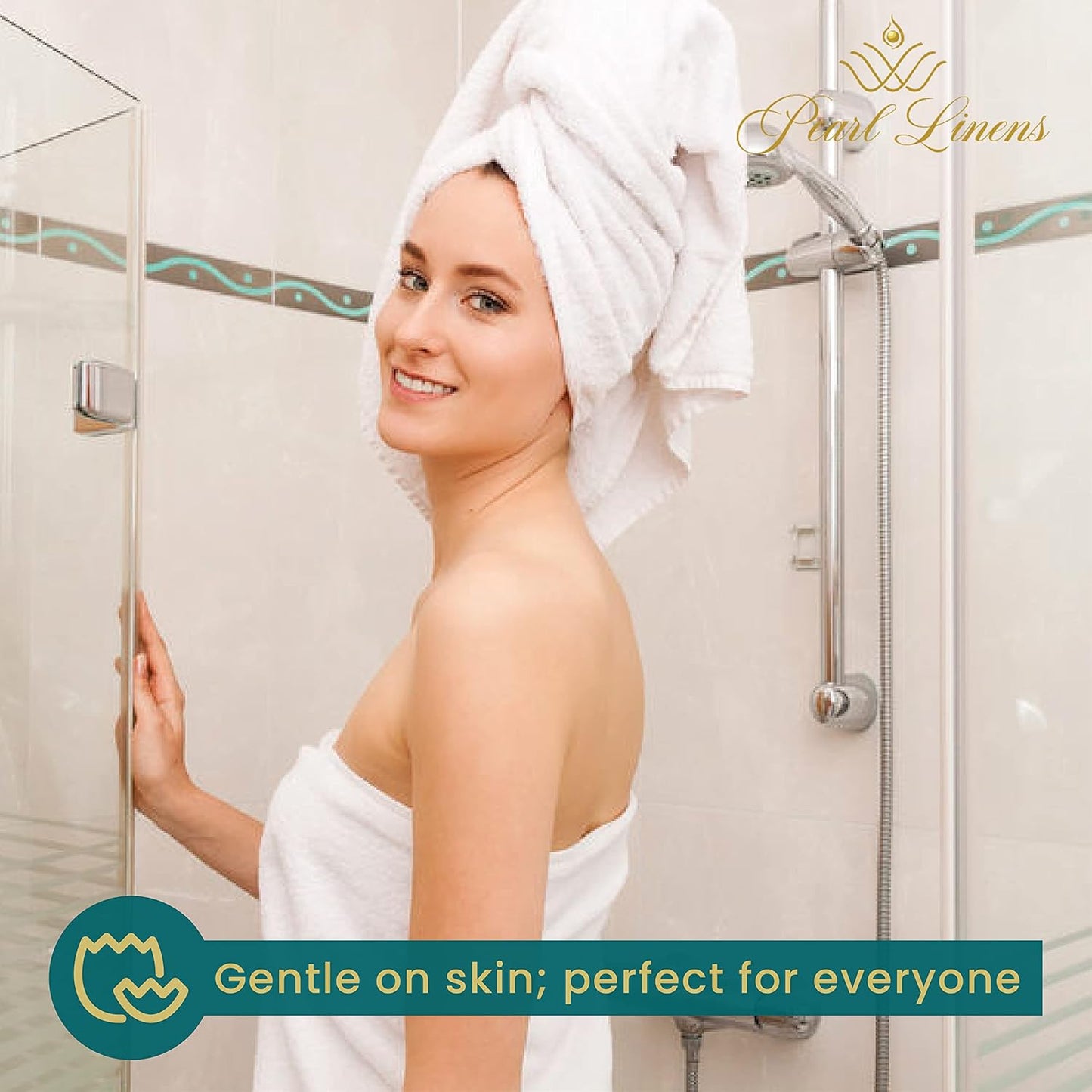 Pearl Linens Bath Towel Set of 12, Economy Cotton 20x40 Hotel Quality White Bath Towels Bulk, Lightweight and Highly Absorbent Quick Dry Towel for Home, Hotel, Spa, Gym and Bathroom, White Towel