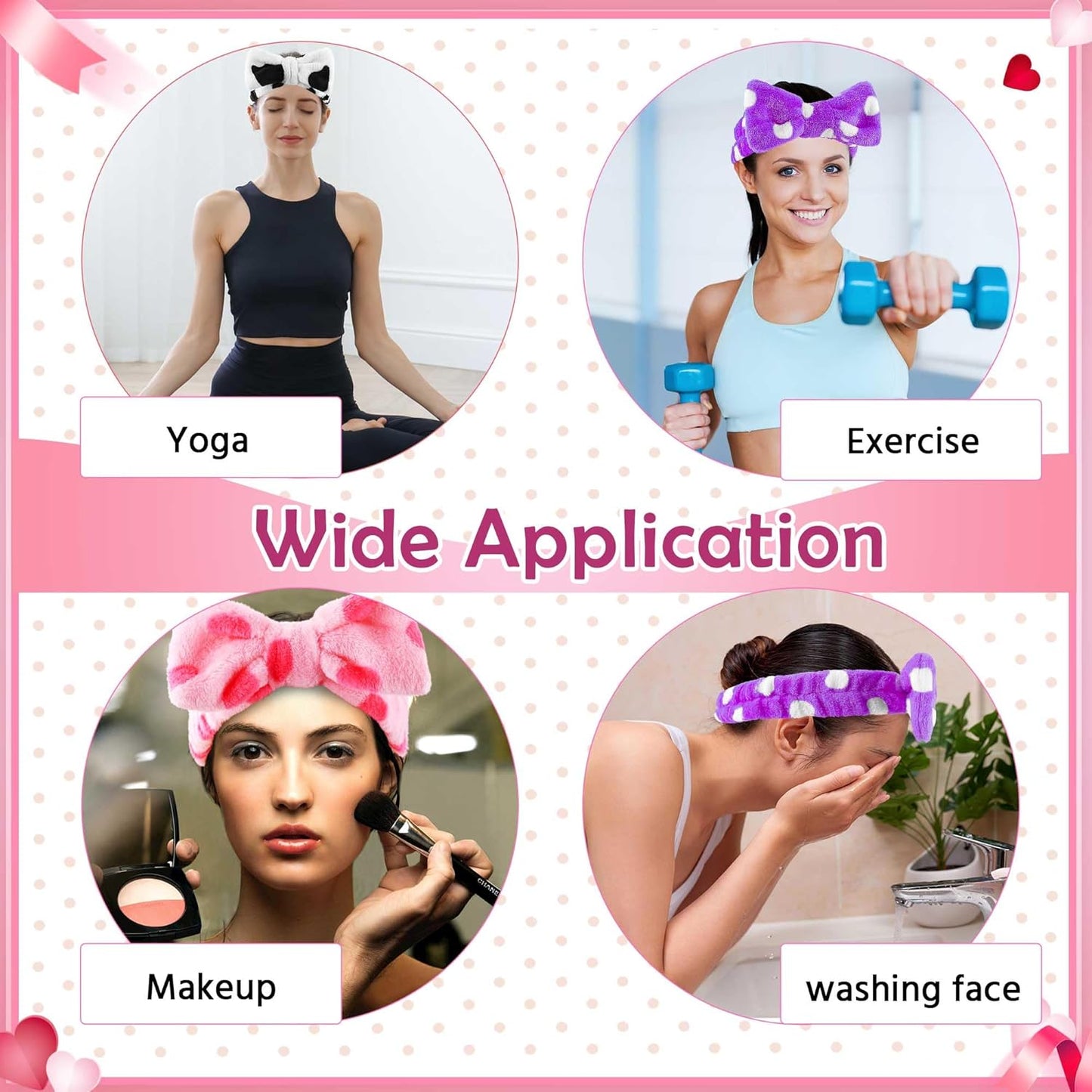 WSYUB 3-Piece Spa Headbands for Face Washing, Makeup & Skincare, Perfect for Girls & Women, Birthday Party