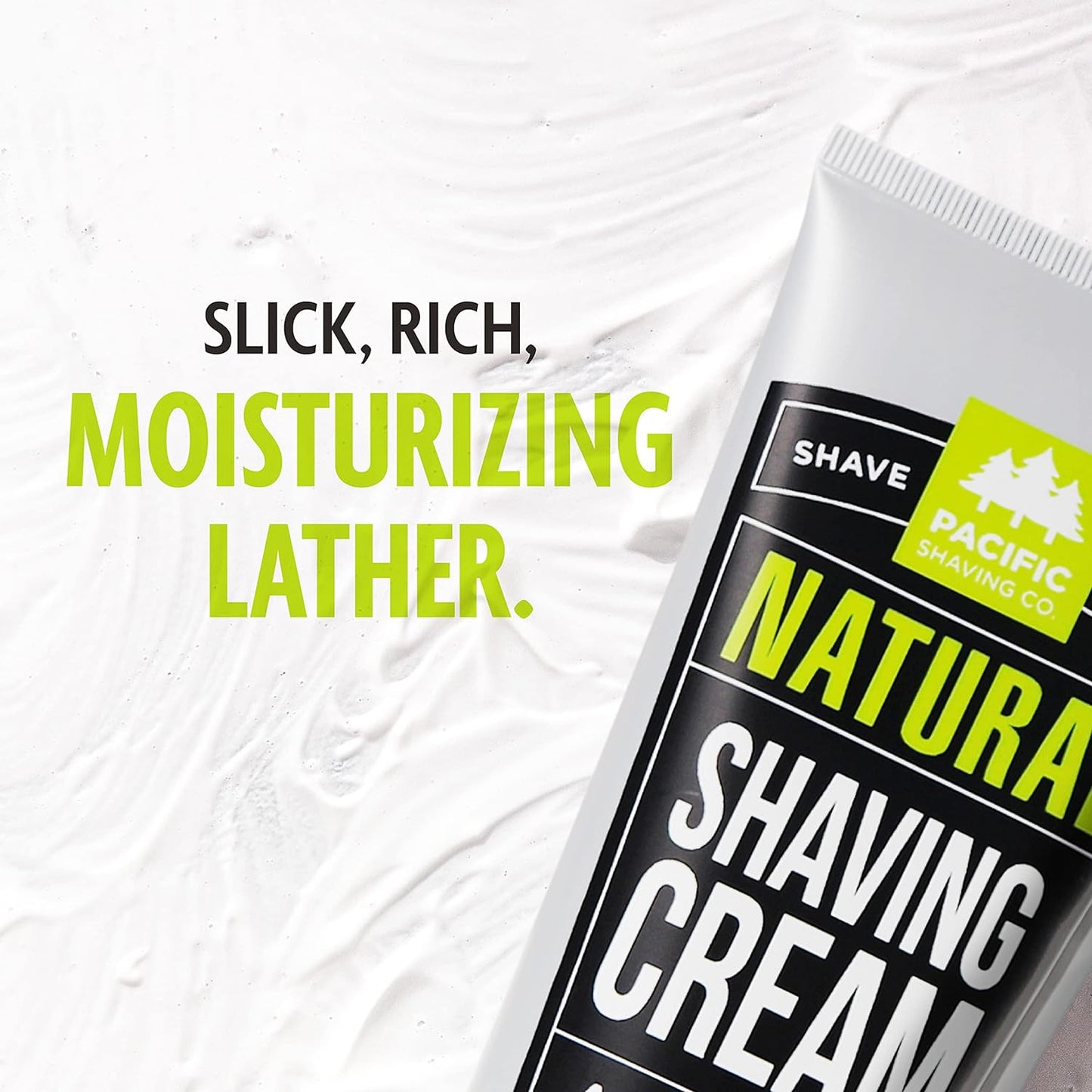 Pacific Shaving Company Natural Shaving Cream - Shea Butter + Vitamin E Shave Cream for Sensitive Skin - Clean Formula for a Smooth, Anti-Redness + Irritation-Free Shave Cream (3.4 Oz, 2 Count)