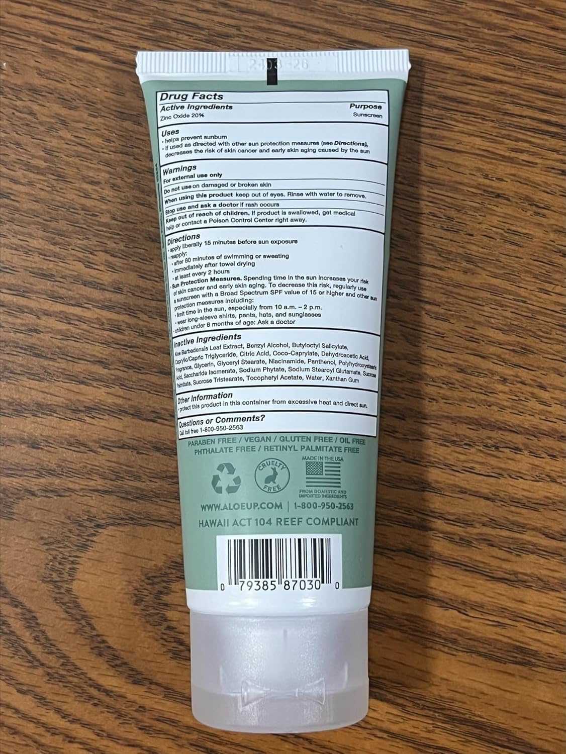 Aloe Up Mineral Sunscreen Lotion SPF 33 Broad Spectrum UVA/UVB Sunscreen Protector for Face and Body-With Gen2 Zinc Oxide and Aloe Vera Gel Dries Clear Reef Safe Coco-Mango Fragrance - 3 Oz