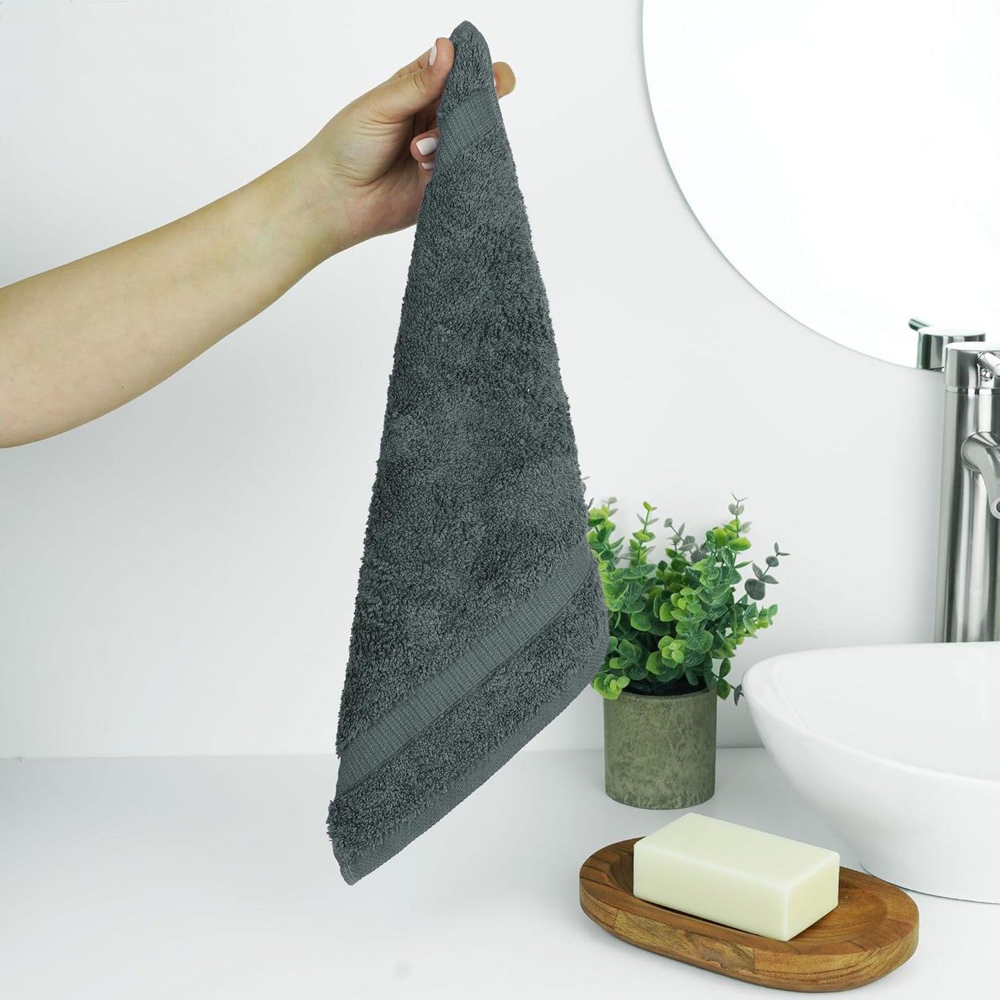 Chakir Turkish Linens | Hotel & Spa Quality 100% Cotton Premium Turkish Towels | Soft & Absorbent (12-Piece Washcloths, Dark Gray)