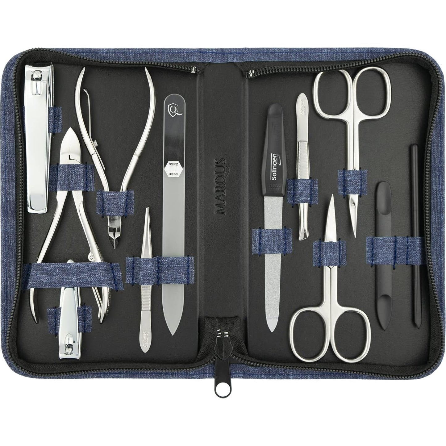 Manicure Set Women and Men – 12-Piece Professional Grooming Kit with Premium Tools, Artificial Leather Case, and exclusive Glass Nail File for Hand & Foot Care, German Quality