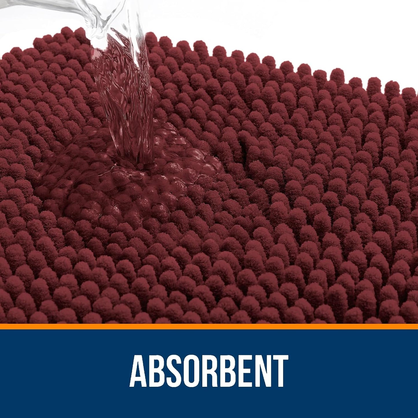 OLANLY Bathroom Rugs 30x20, Extra Soft Absorbent Chenille Bath Rugs, Rubber Backing Quick Dry, Machine Washable Bath Mats for Bathroom Floor, Tub and Shower, Home Decor Accessories, Andorra Red-Brown